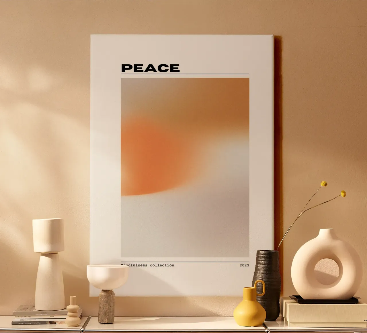 Peace Aura Kleurverloop Print - Mindfulness Collectie canvas met Baklijst van homdeco