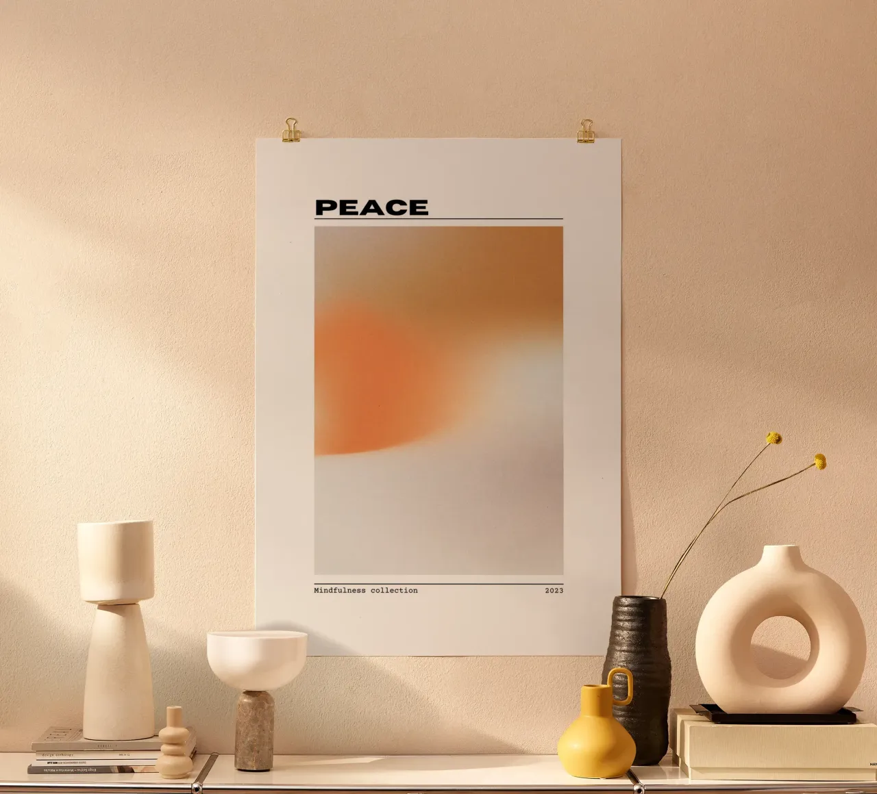 Stampa graduata dell'aura di pace - Collezione Mindfulness poster con telaio in alluminio da homdeco