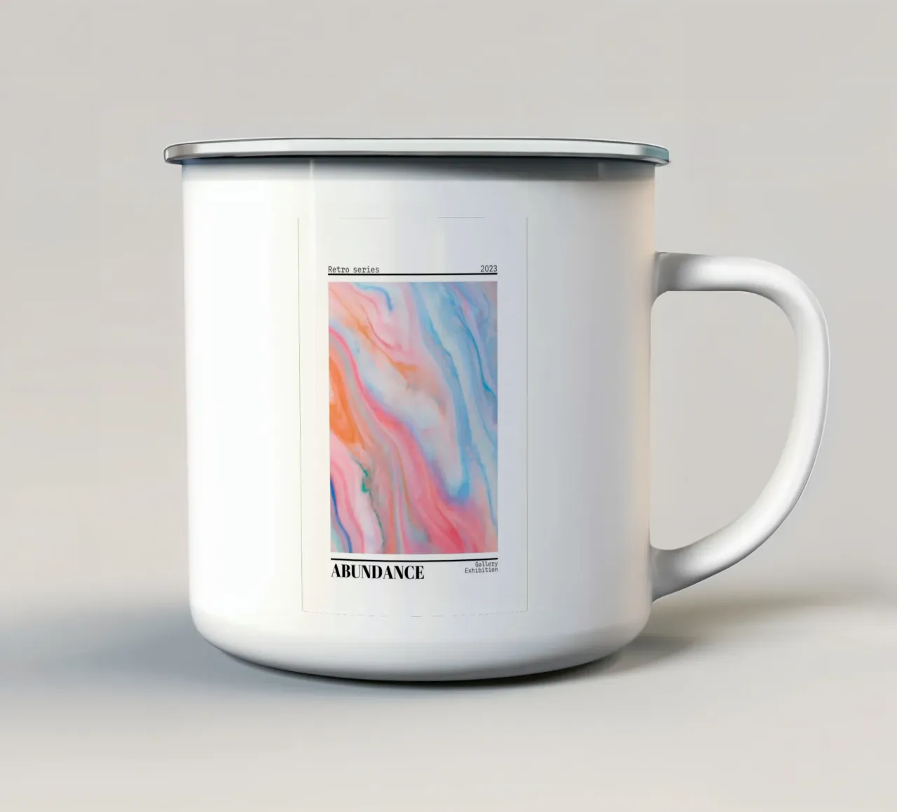Overvloed Marmer Swirl Retro Gallery Print emaille mok van homdeco