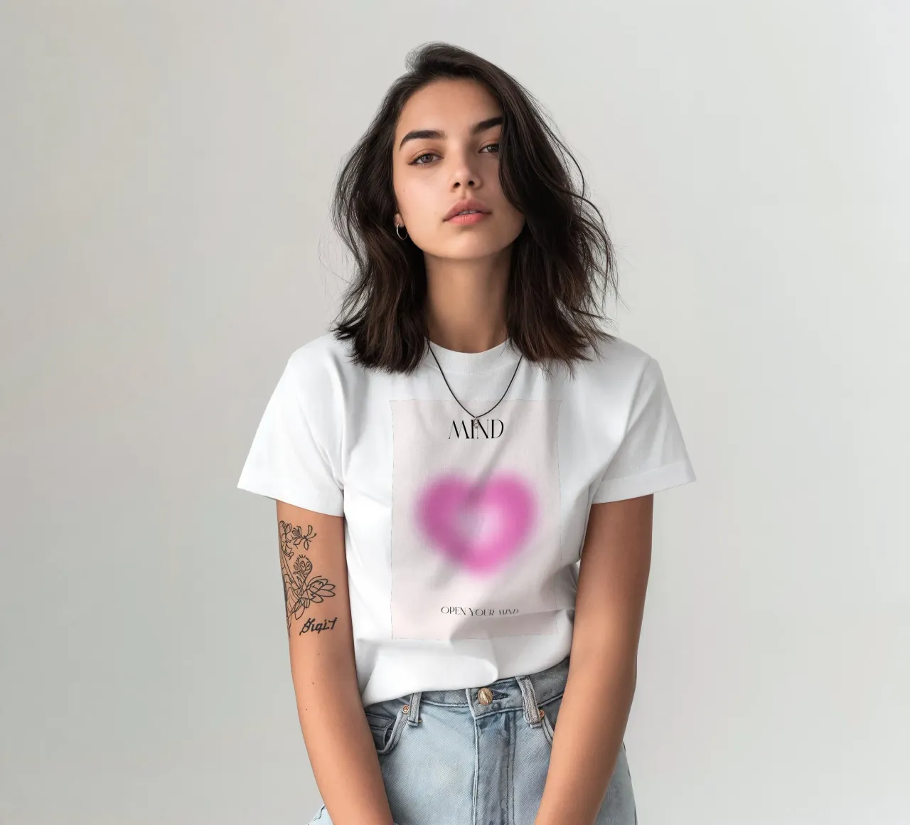 Mind Open Your Mind Pink Heart Aura Print t-shirt by homdeco