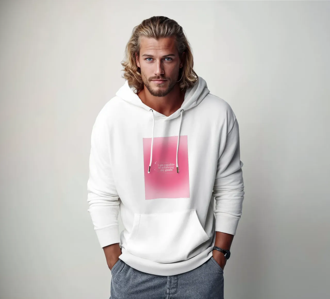I Am Capable Impresión Gradiente Aura Rosa - Fijación de Objetivos sudadera con capucha de homdeco
