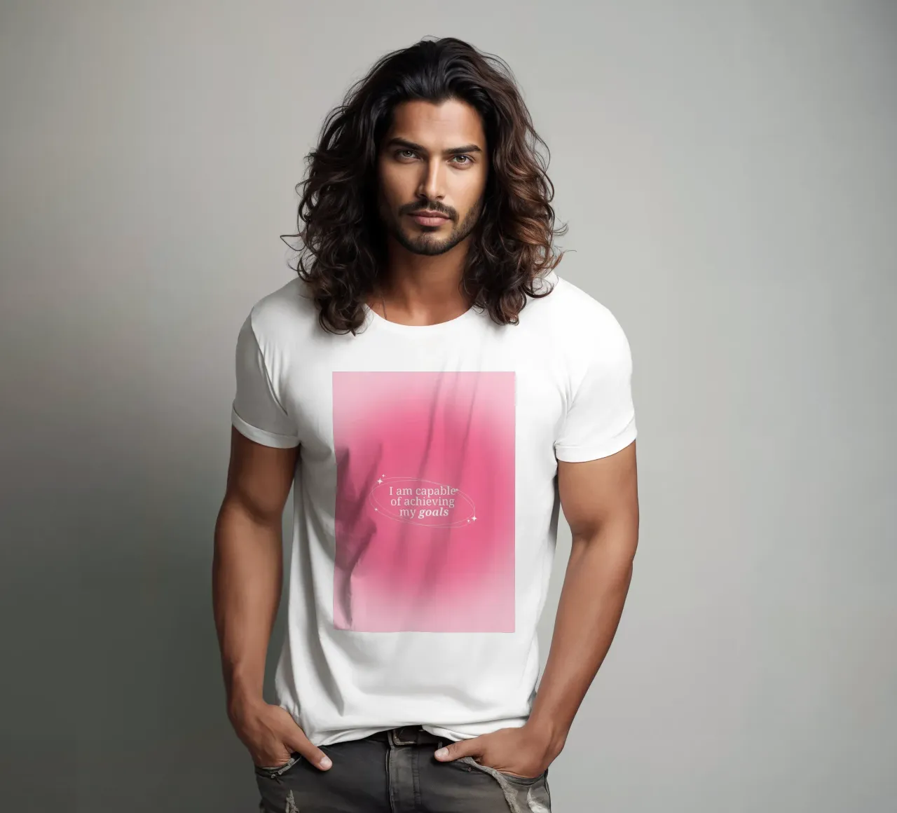 I Am Capable Pink Aura Gradient Print - Goal Setting t-shirt by homdeco