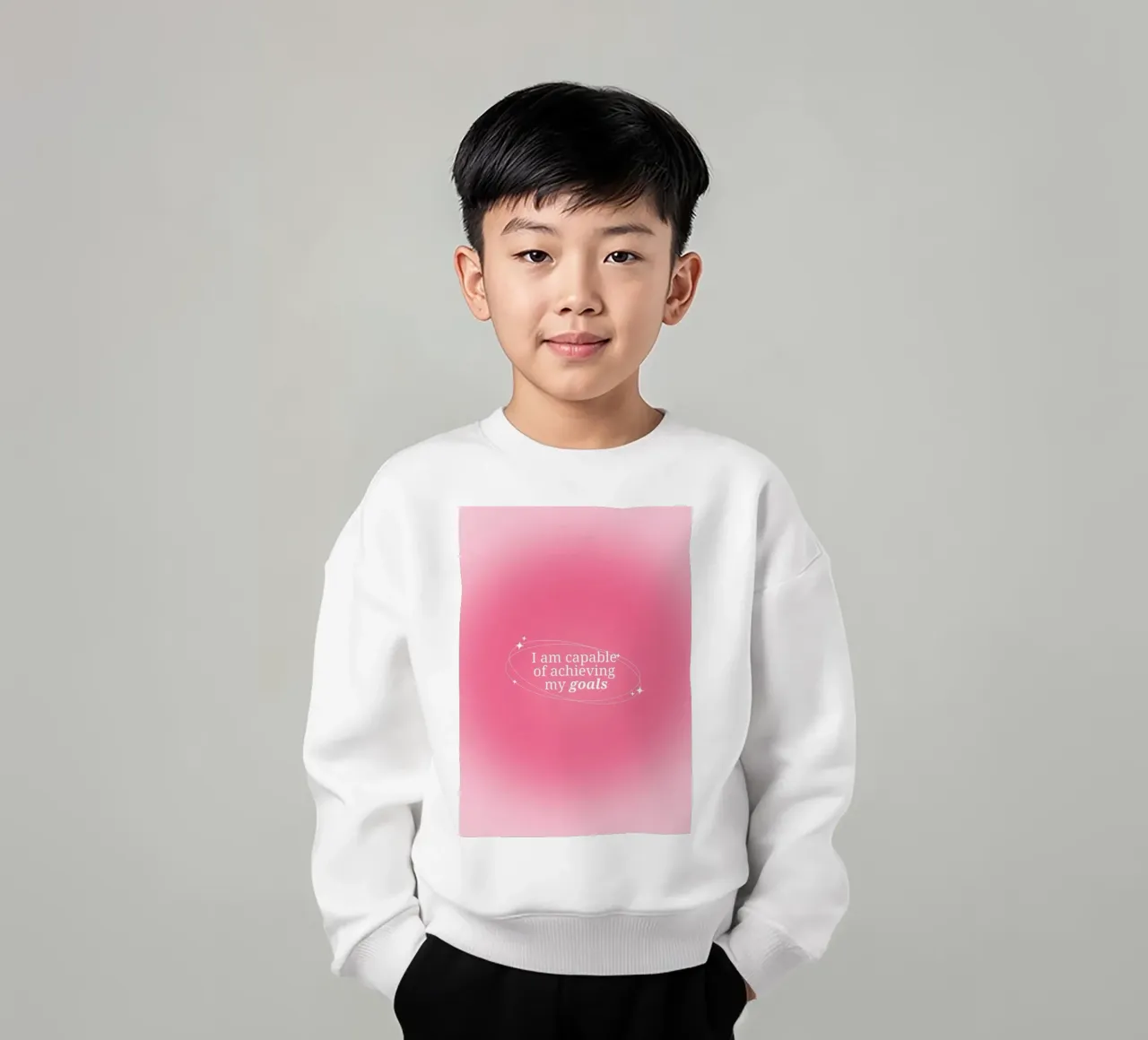I Am Capable Impresión Gradiente Aura Rosa - Fijación de Objetivos sudadera para niño de homdeco
