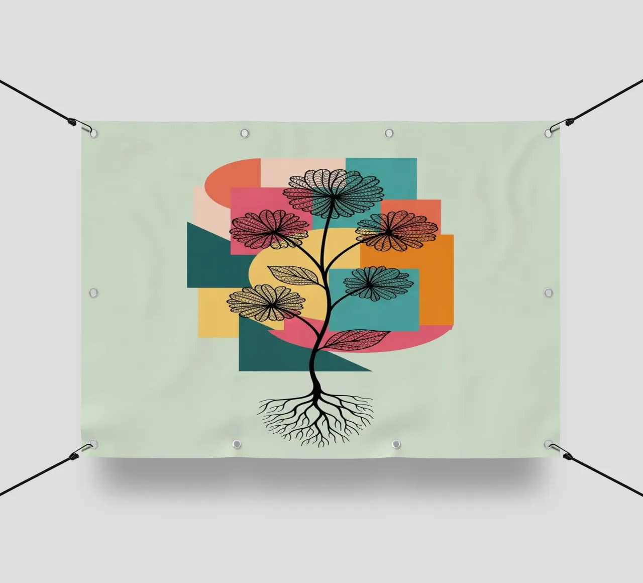 Floral bauhaus #086: Joyful Geometry telo in pvc da Zen Design