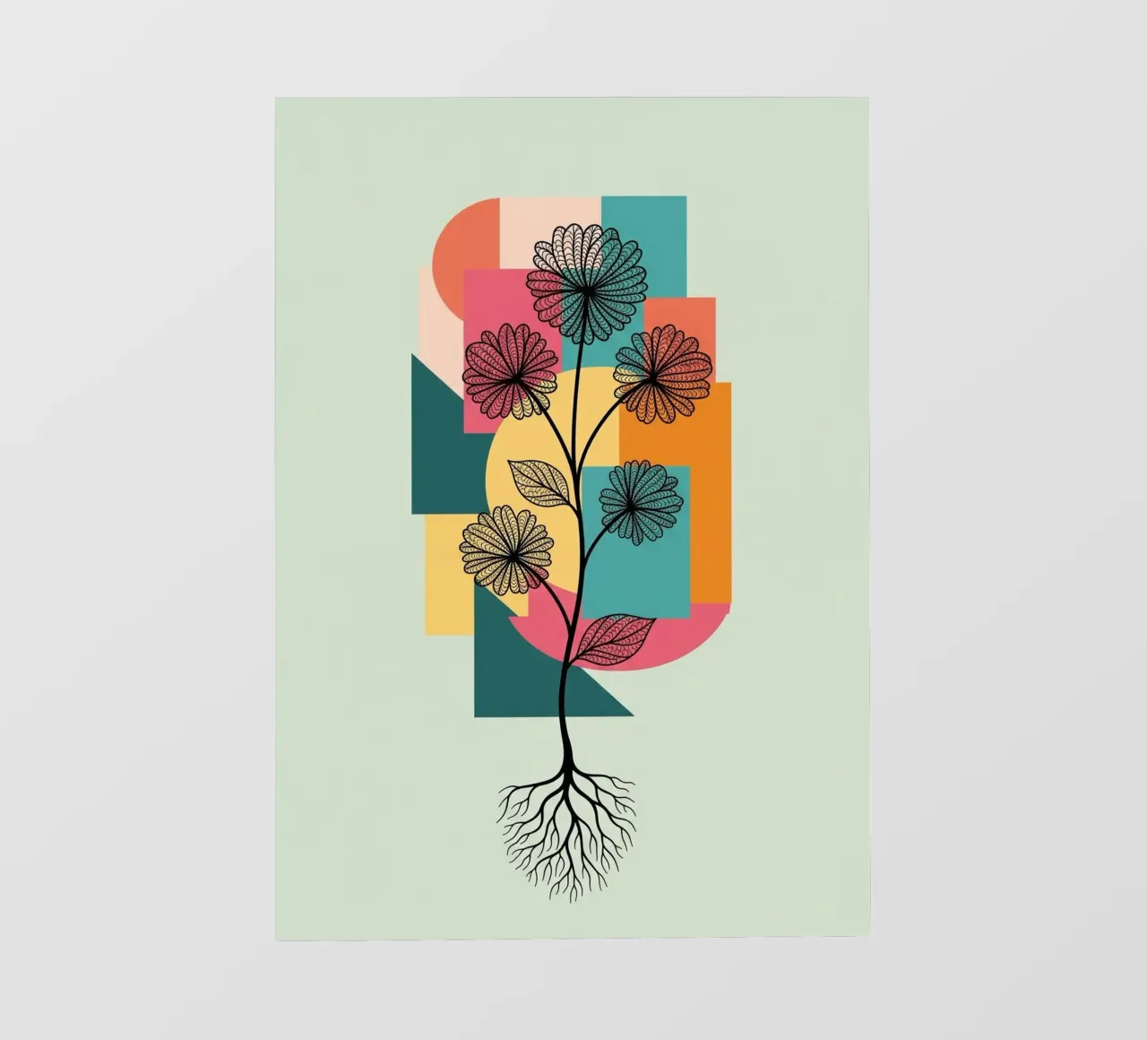 Floral bauhaus #086: Joyful Geometry telo in pvc da Zen Design
