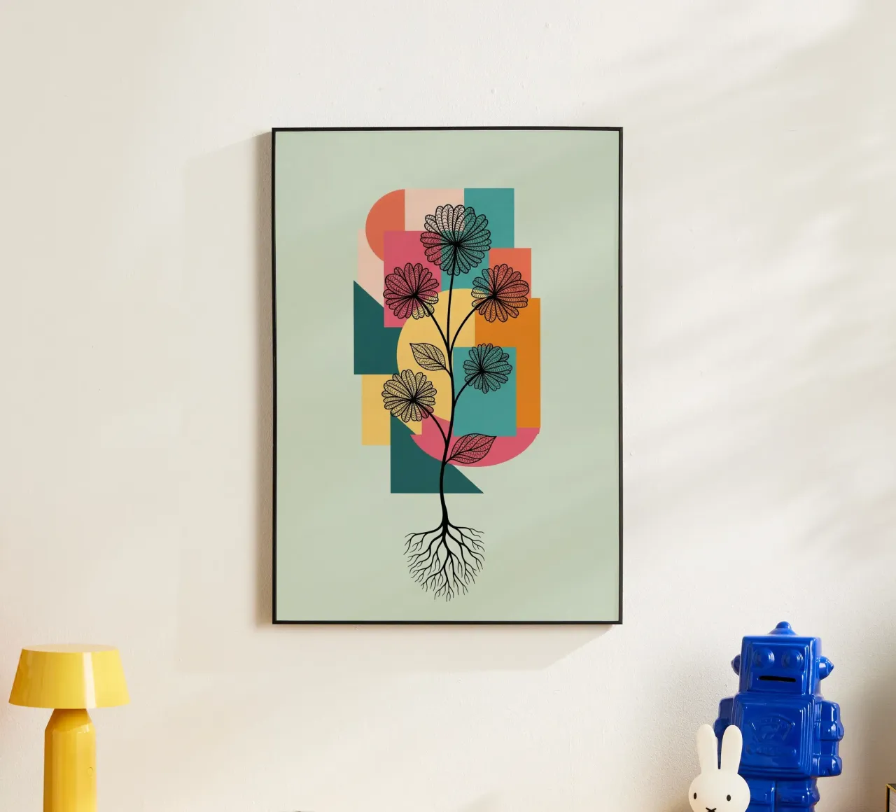 Floral bauhaus #086: Joyful Geometry alluminio dibond da Zen Design