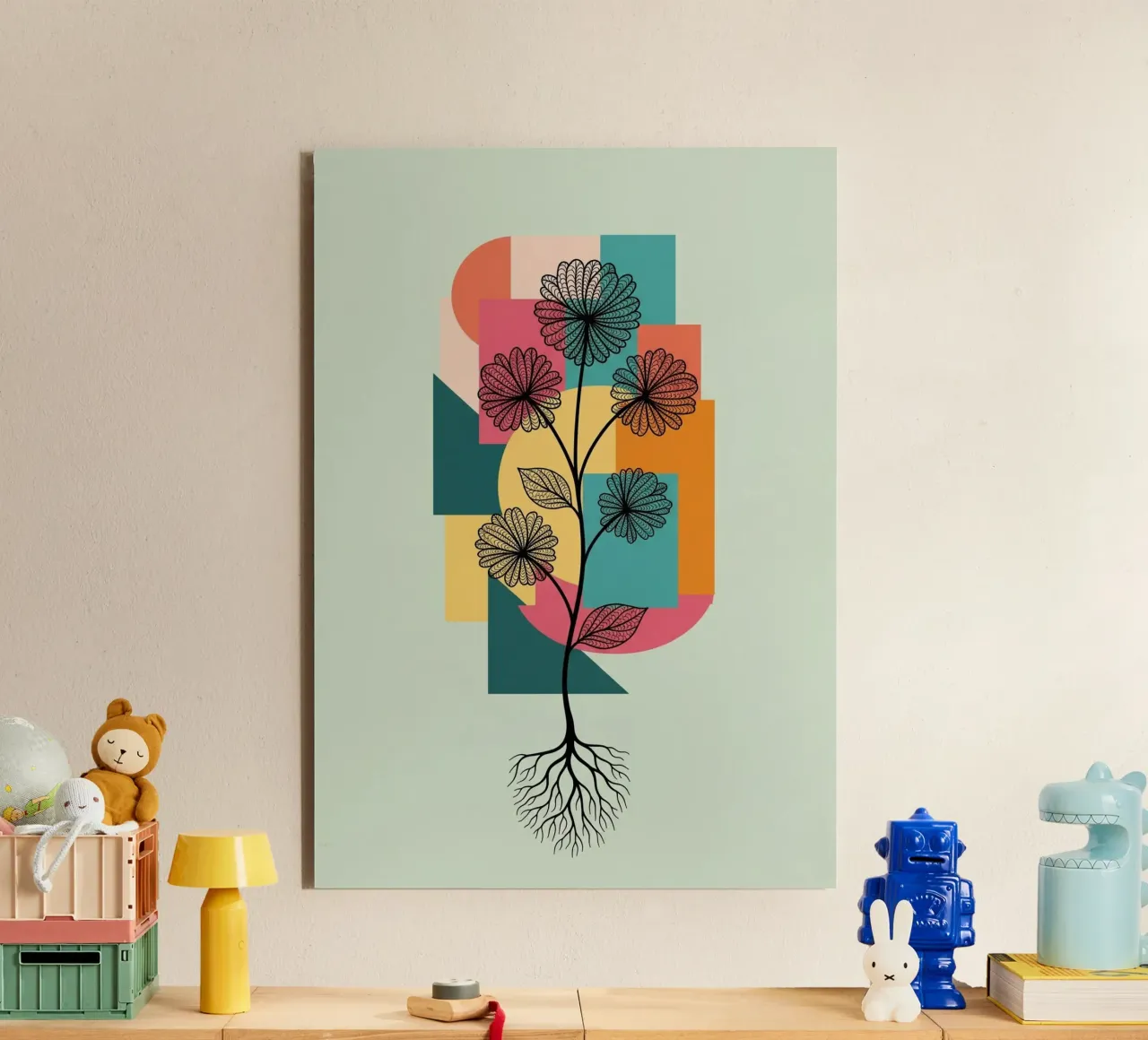 Floral bauhaus #086: Joyful Geometry alluminio dibond da Zen Design