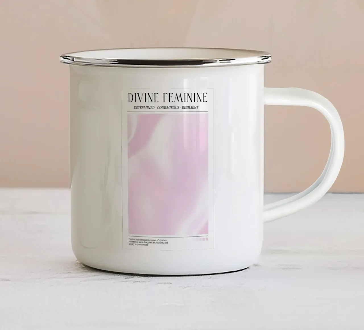 Divino Femminile Determinato Coraggioso Resiliente Arte tazza in smalto da homdeco