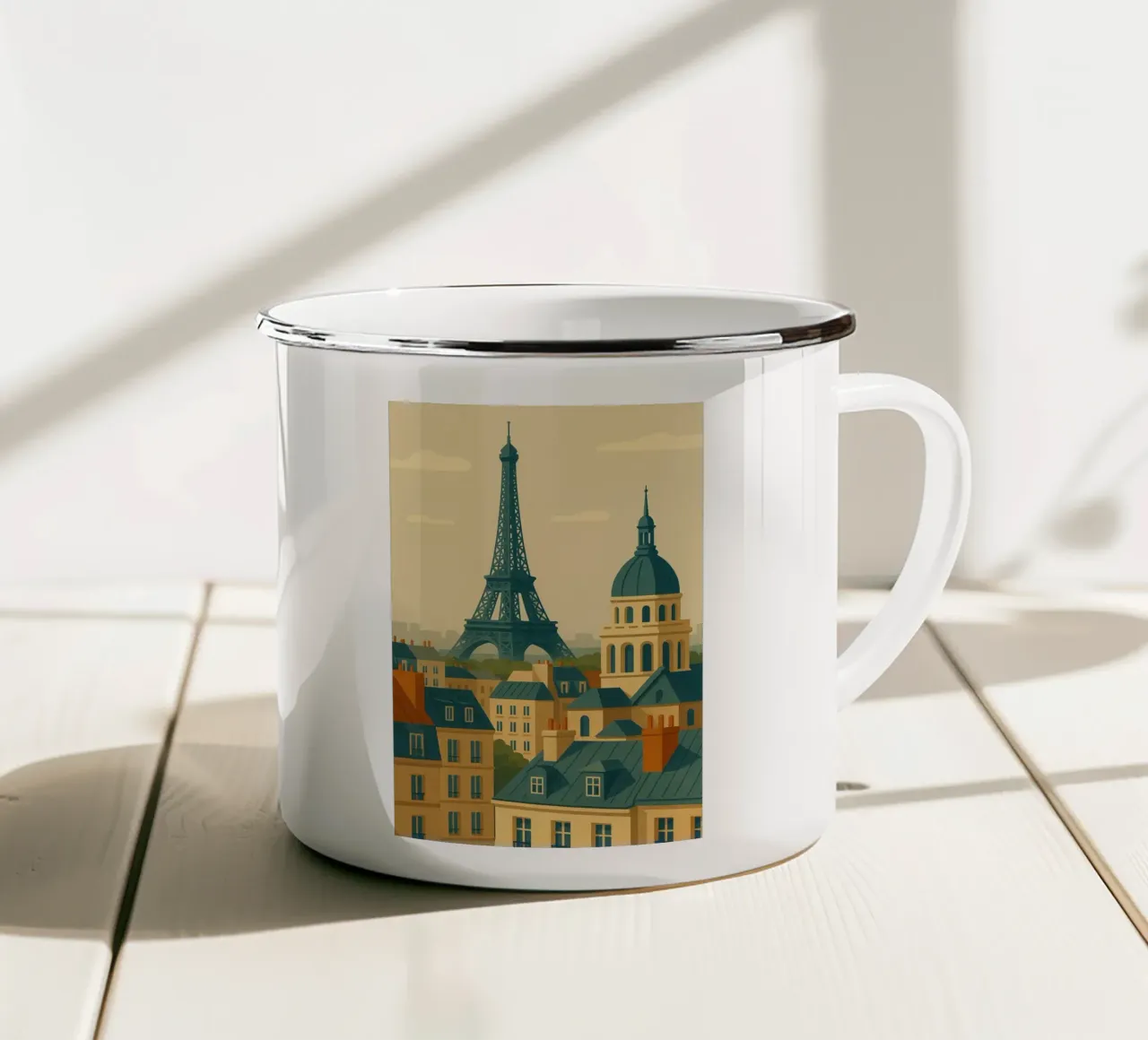 Paris im Gegenlicht Emaille Tasse von JETLAG | affiches voyage