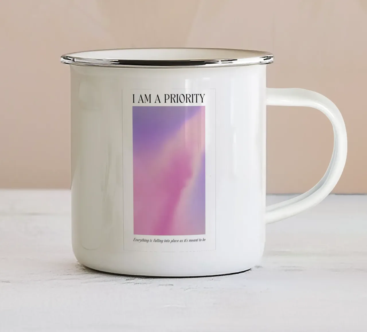 I Am A Priority Aura Gradient Print - Arte dell'amore per sé stessi tazza in smalto da homdeco