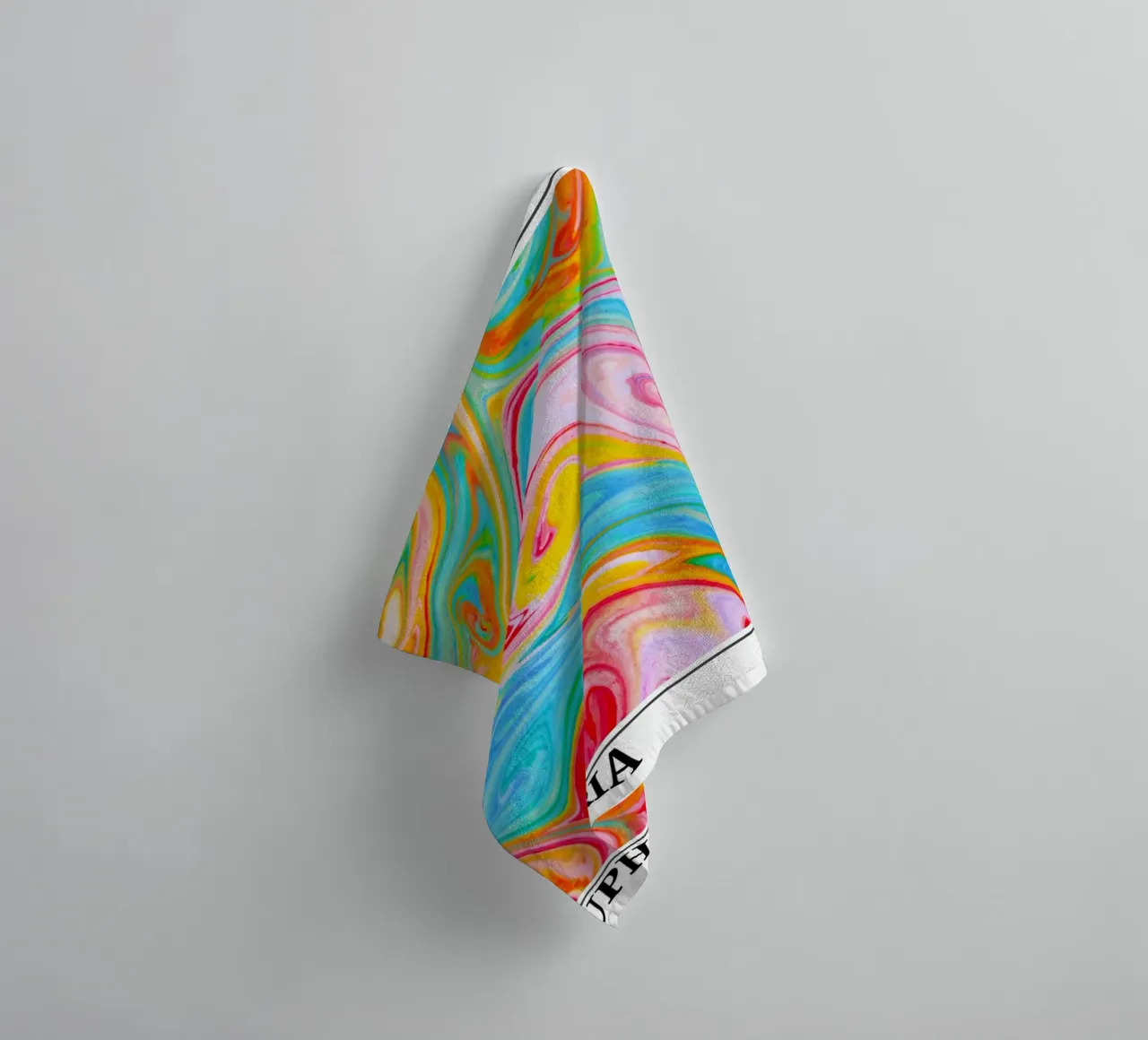 Euphoria Marble Swirl 1970s Retro Gallery Print towel by homdeco