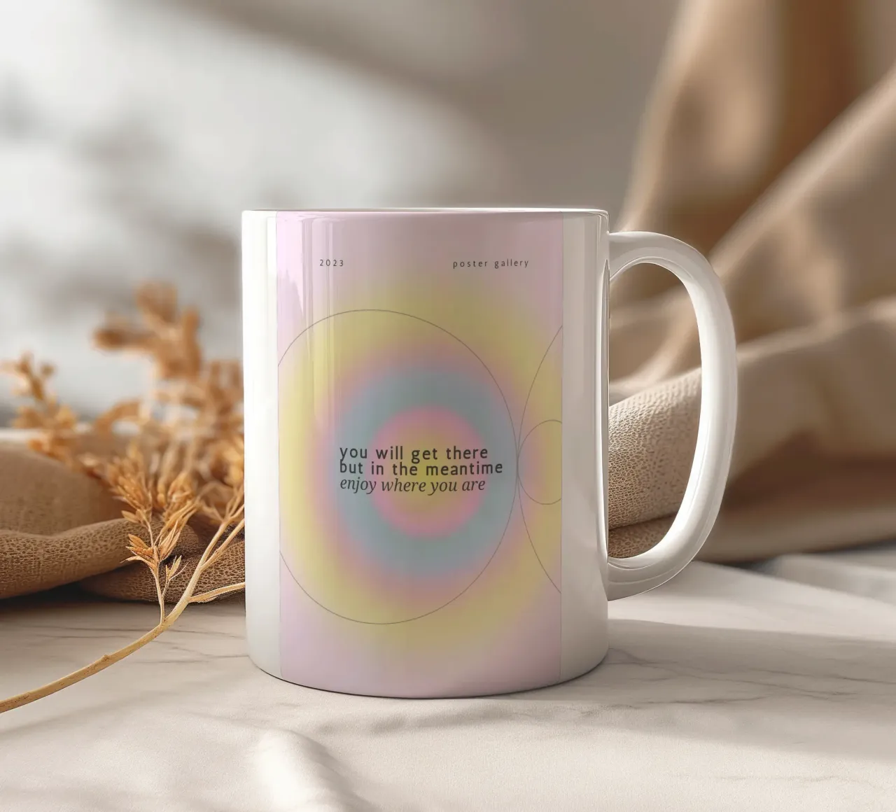 Stampa poster "You Will Get There" Aura Gradient tazza in ceramica da homdeco