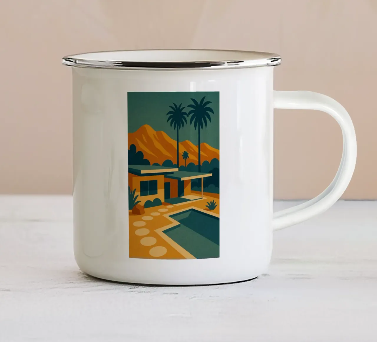Palm Springs eterna tazza in smalto da JETLAG | affiches voyage