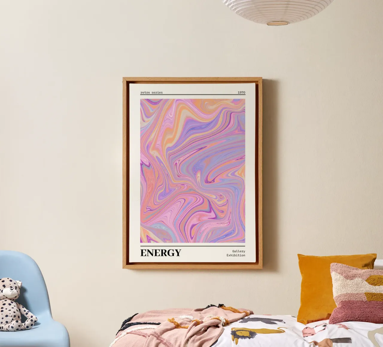 Energie Marmer Werveling 1970s Retro Gallery Print canvas met Baklijst van homdeco