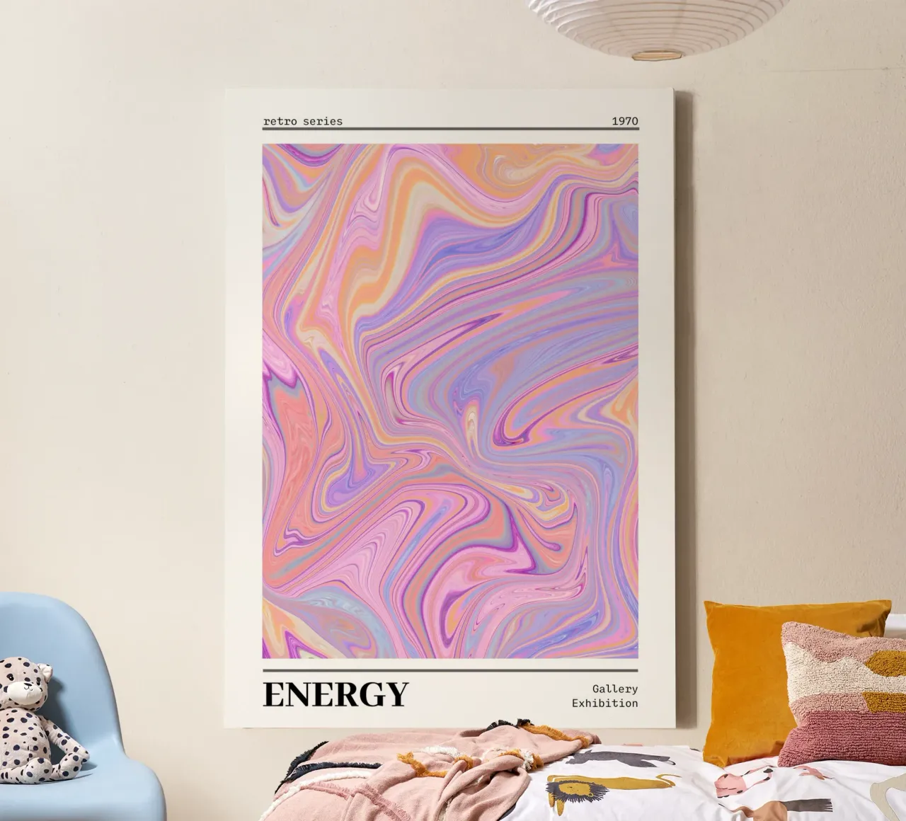 Energie Marmer Werveling 1970s Retro Gallery Print canvas met Baklijst van homdeco