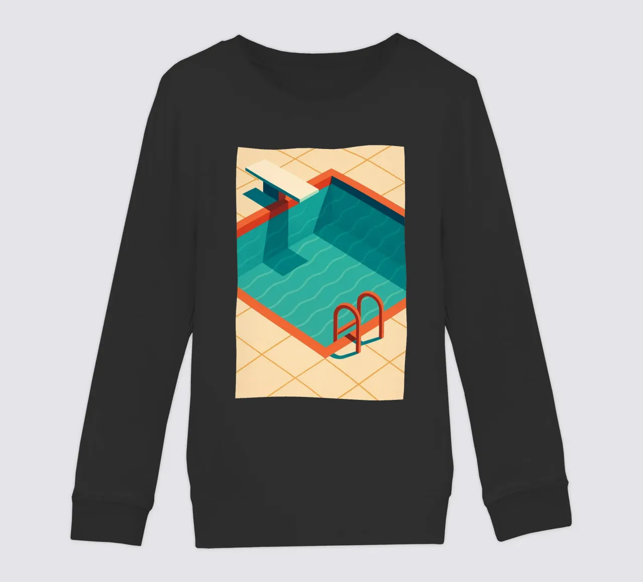 Scala arancione in una piscina estiva con riflessi blu felpa bambino da JETLAG | affiches voyage