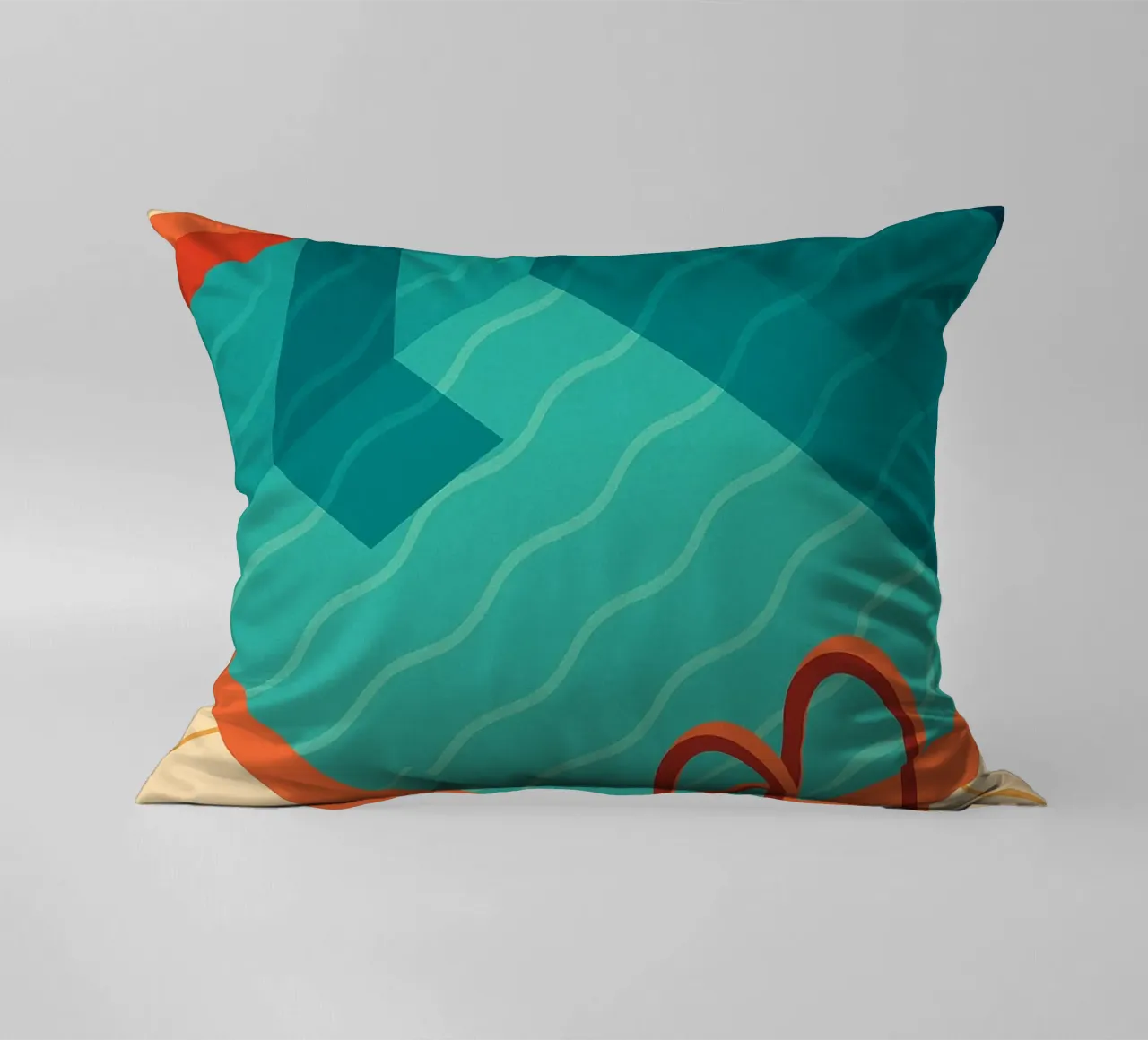 Scala arancione in una piscina estiva con riflessi blu cuscino da JETLAG | affiches voyage