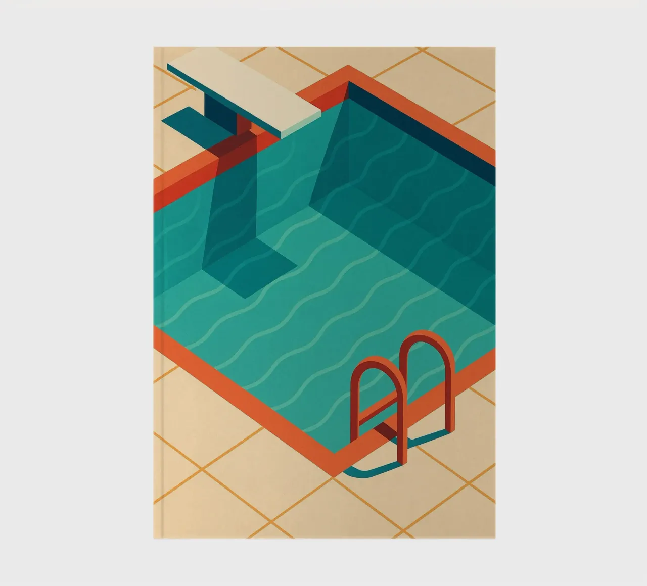 Scala arancione in una piscina estiva con riflessi blu diario da JETLAG | affiches voyage
