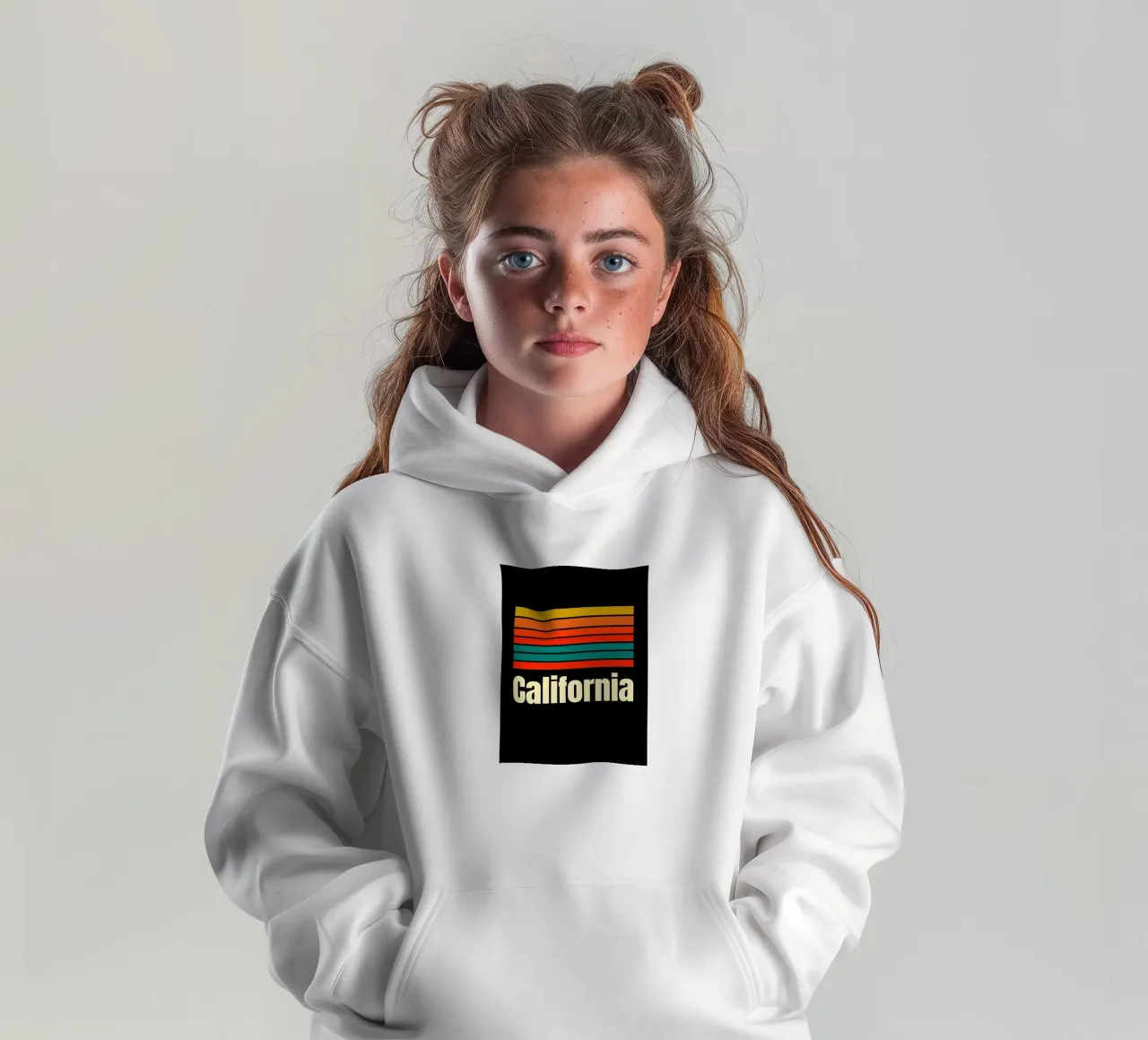 California Retro Stripes felpa bambino con cappuccio da 🥝 KIWI STORE