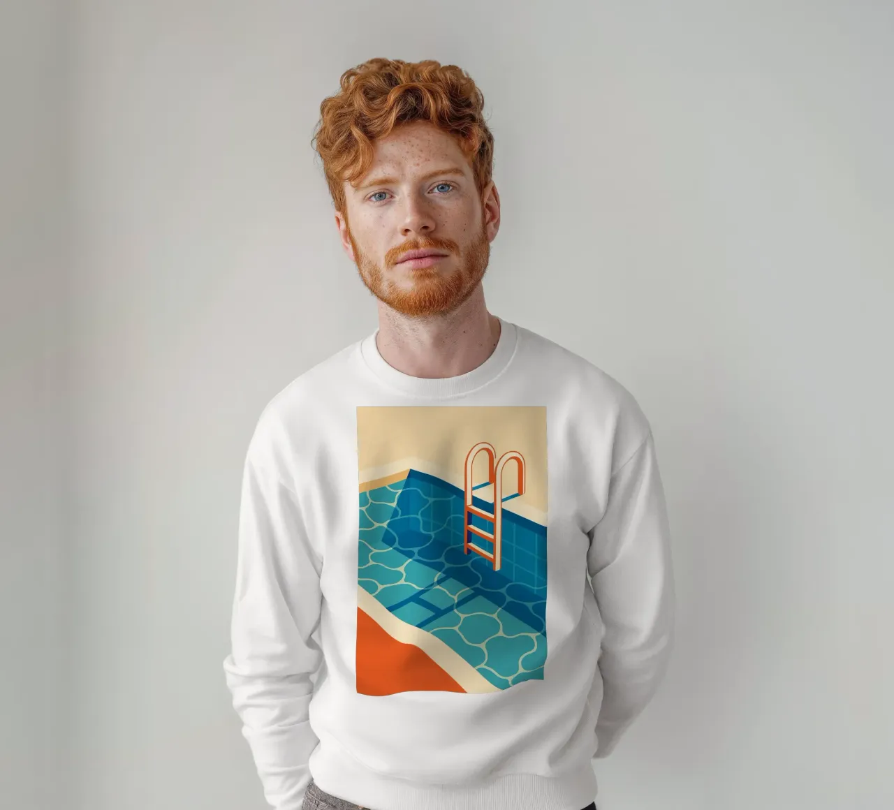Piscina vuota con trampolino e scala grafica felpa da JETLAG | affiches voyage