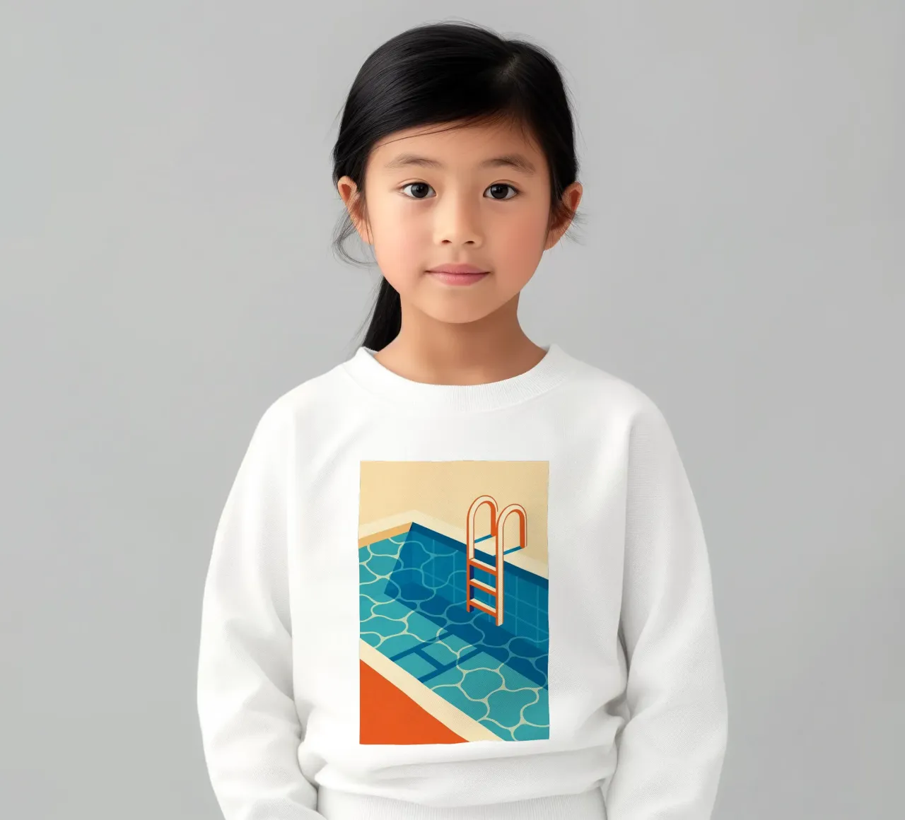 Piscina vuota con trampolino e scala grafica felpa bambino da JETLAG | affiches voyage