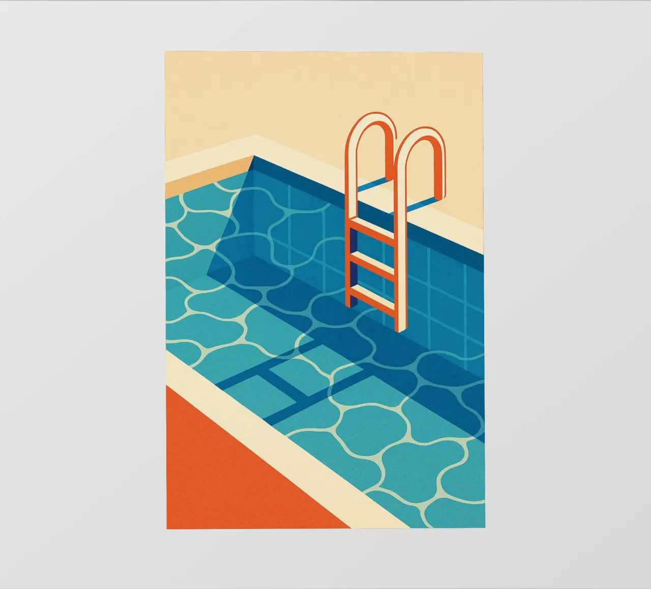 Piscina vuota con trampolino e scala grafica pellicola backlit da JETLAG | affiches voyage