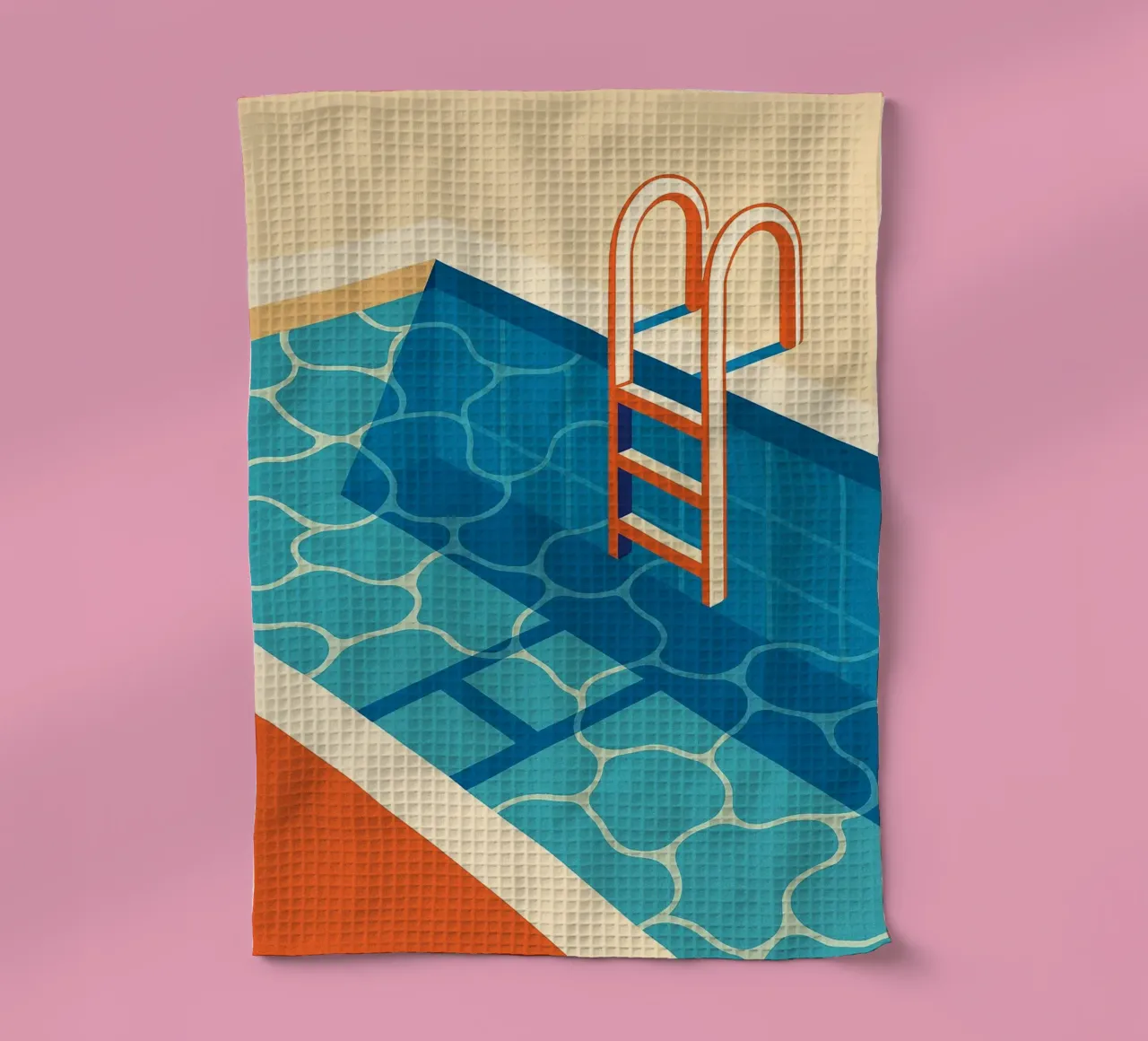 Piscina vuota con trampolino e scala grafica canovaccio da cucina da JETLAG | affiches voyage