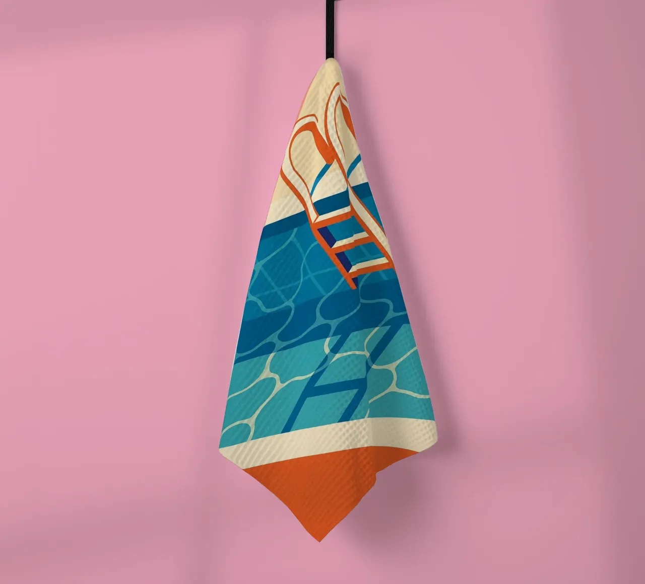 Piscina vuota con trampolino e scala grafica canovaccio da cucina da JETLAG | affiches voyage