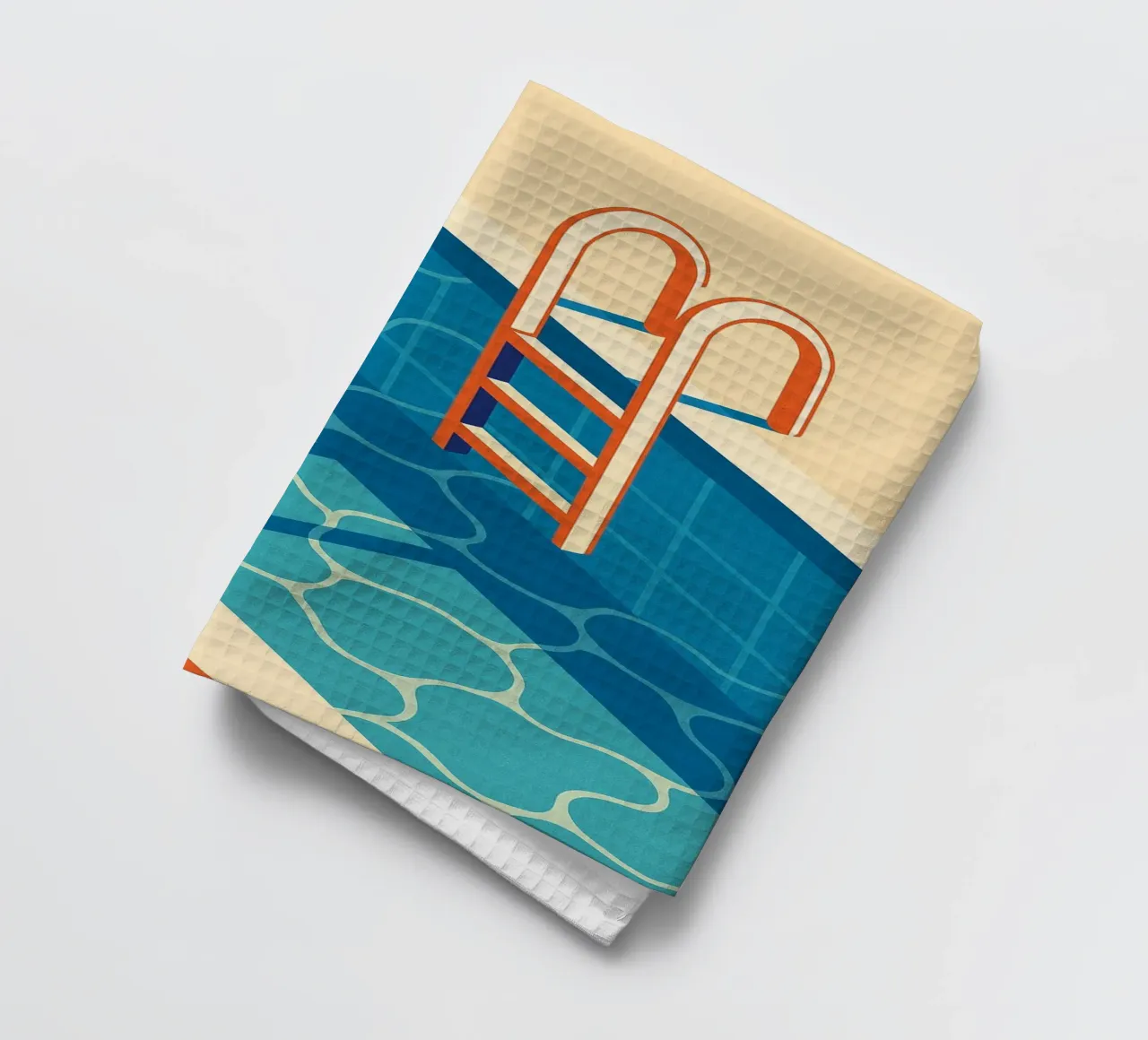Piscina vuota con trampolino e scala grafica canovaccio da cucina da JETLAG | affiches voyage