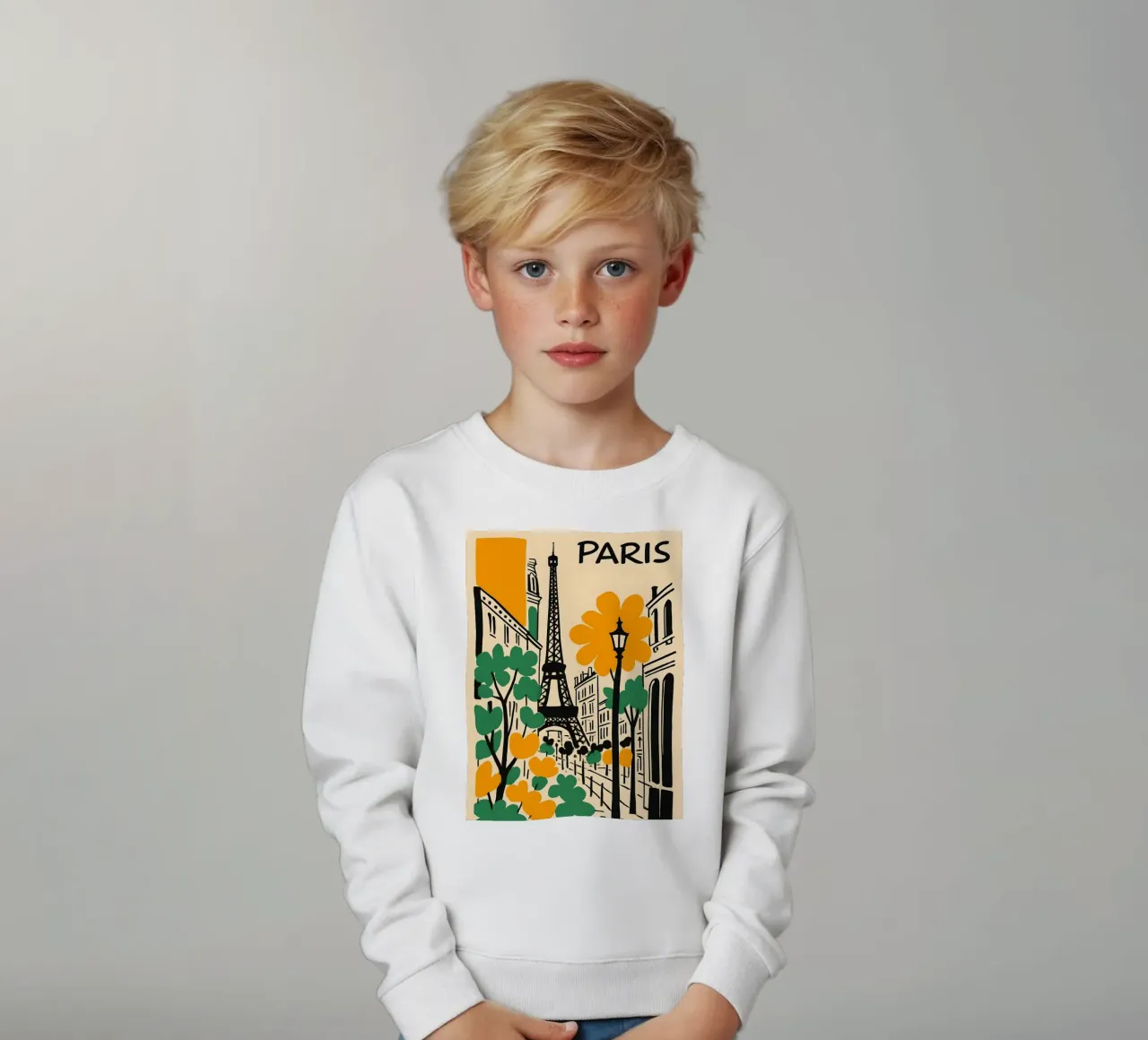 Illustrazione di Parigi con Torre Eiffel felpa bambino da 🥝 KIWI STORE