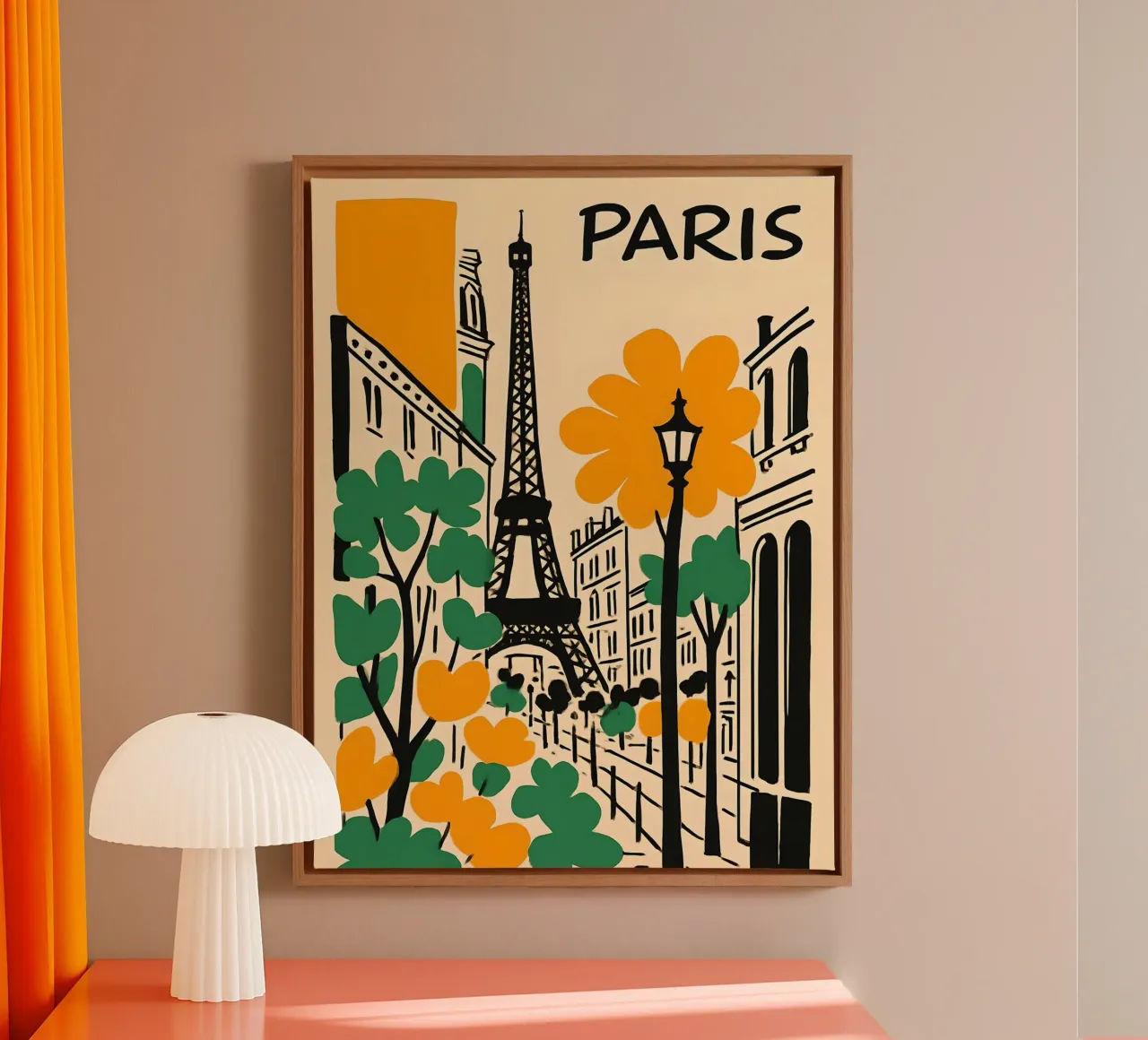 Illustrazione di Parigi con Torre Eiffel tela con Cornice a cassetta da 🥝 KIWI STORE