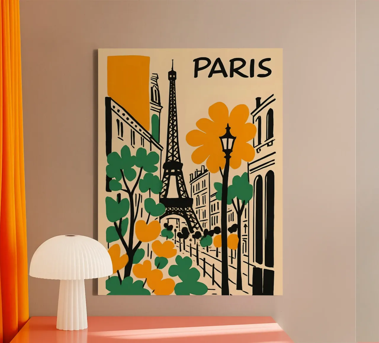 Illustrazione di Parigi con Torre Eiffel tela con Cornice a cassetta da 🥝 KIWI STORE