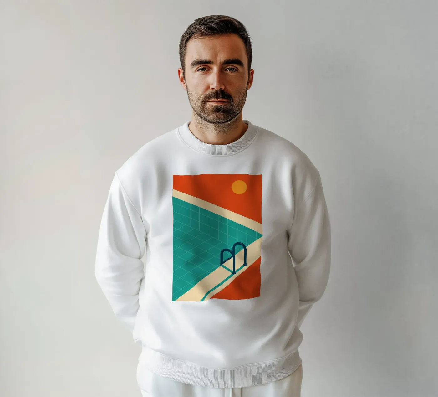 Minimalist retro pool in orange sunshine felpa da JETLAG | affiches voyage