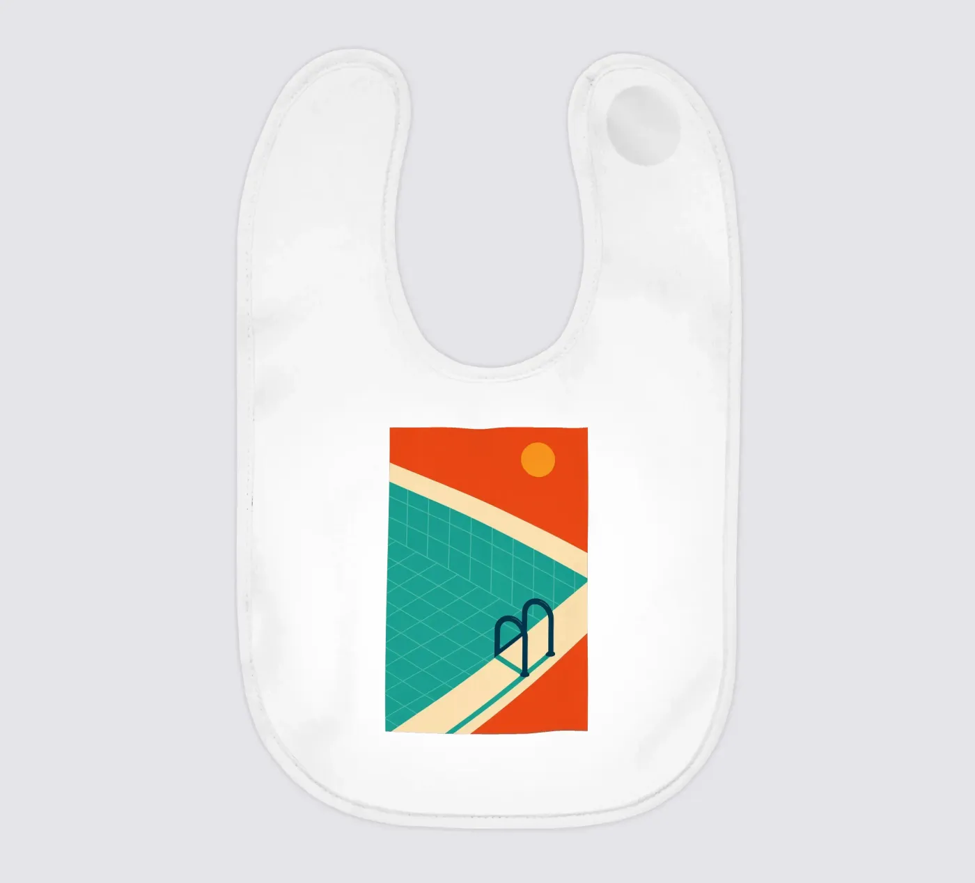 Minimalist retro pool in orange sunshine bavaglino da JETLAG | affiches voyage