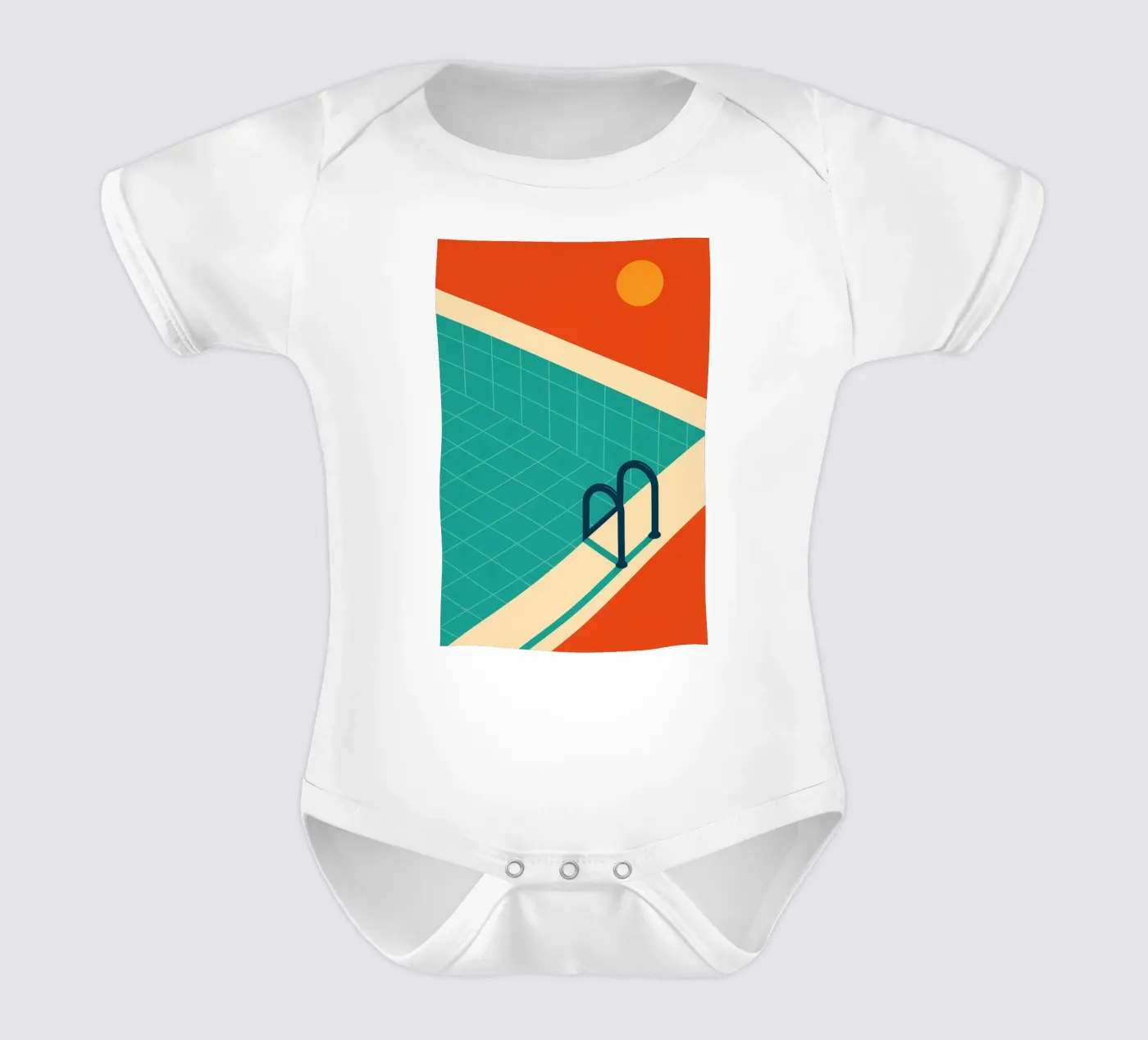 Minimalist retro pool in orange sunshine body neonato maniche corte da JETLAG | affiches voyage