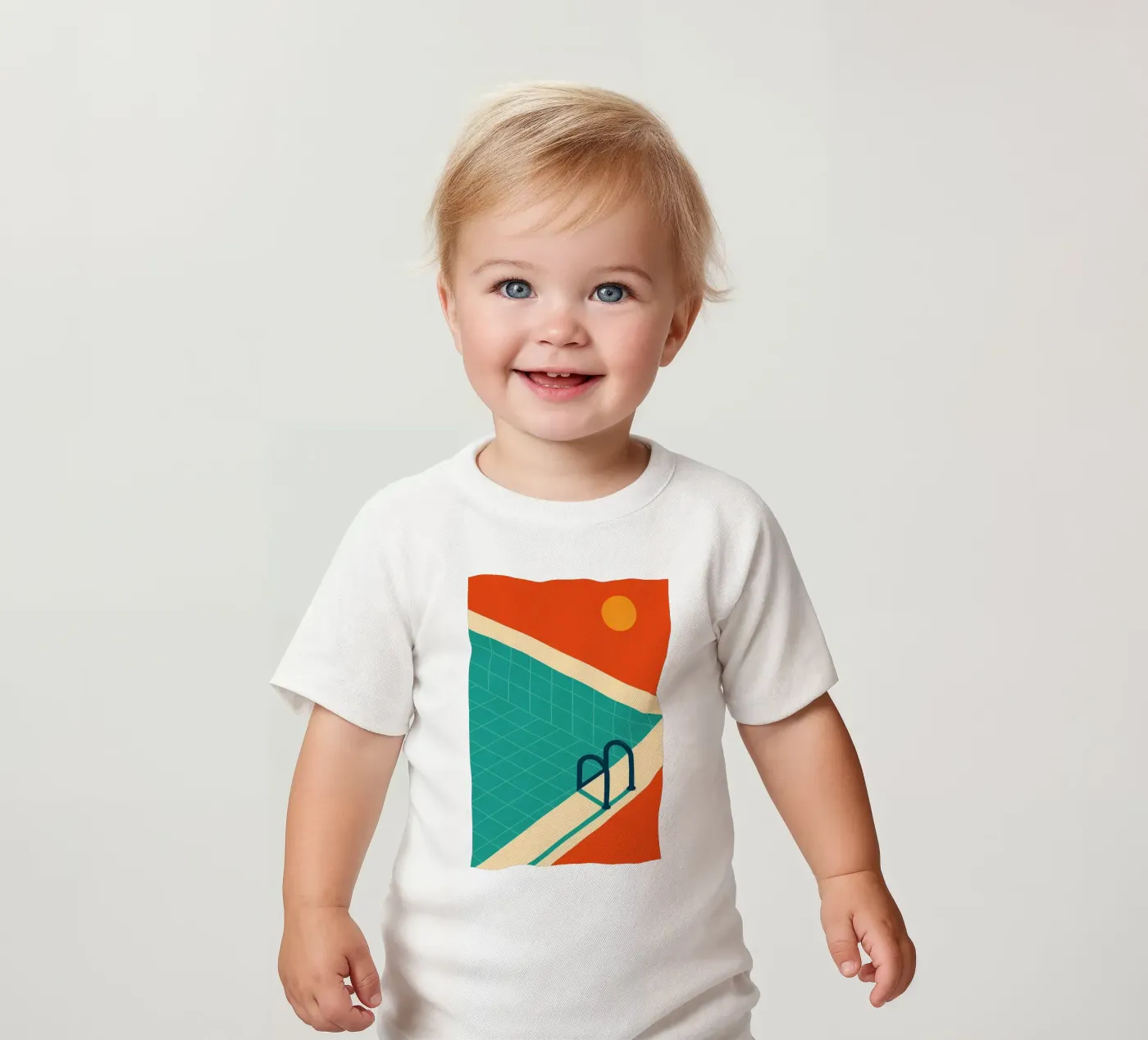 Minimalist retro pool in orange sunshine maglietta neonato da JETLAG | affiches voyage