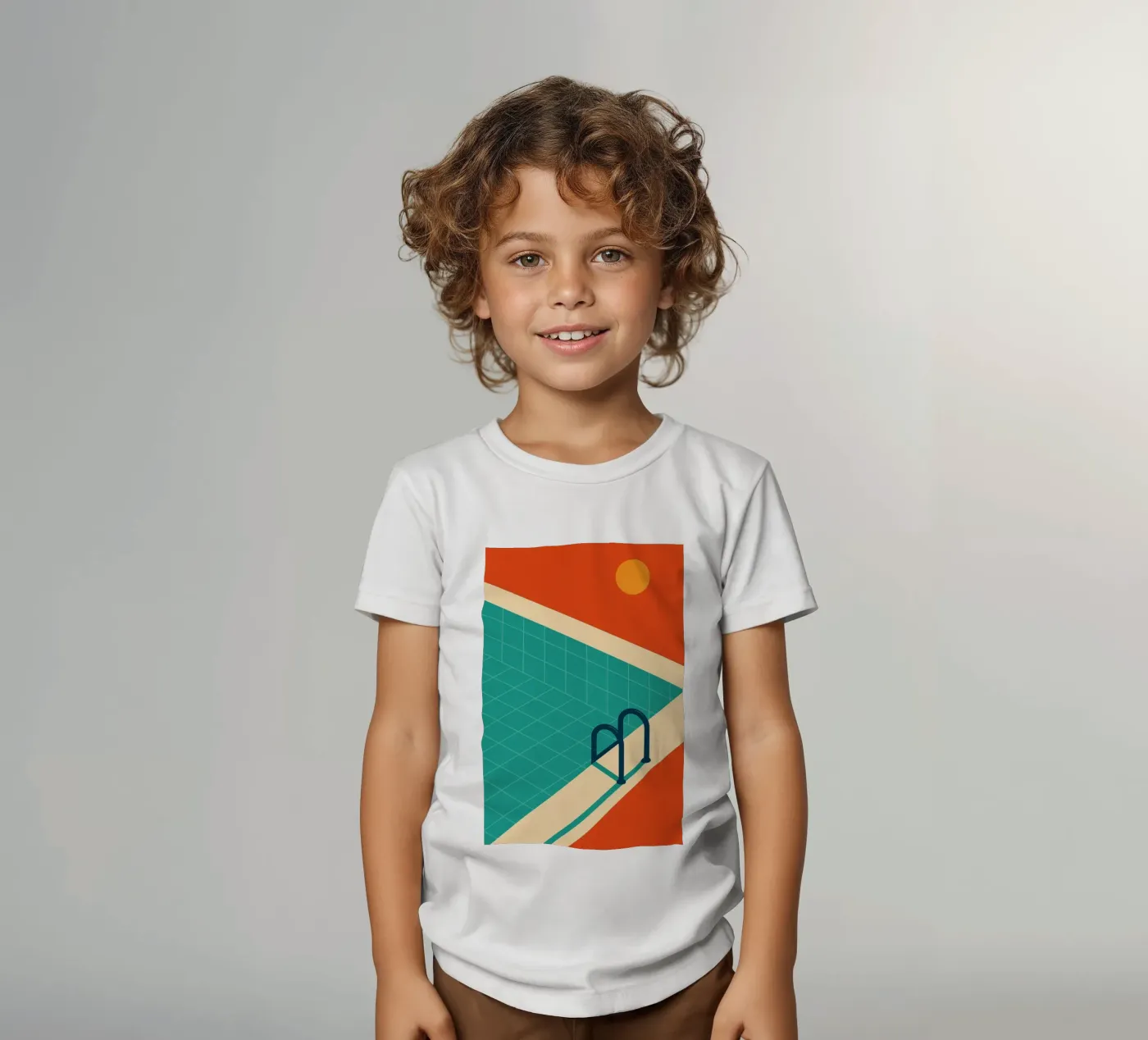 Minimalist retro pool in orange sunshine t-shirt bambini da JETLAG | affiches voyage