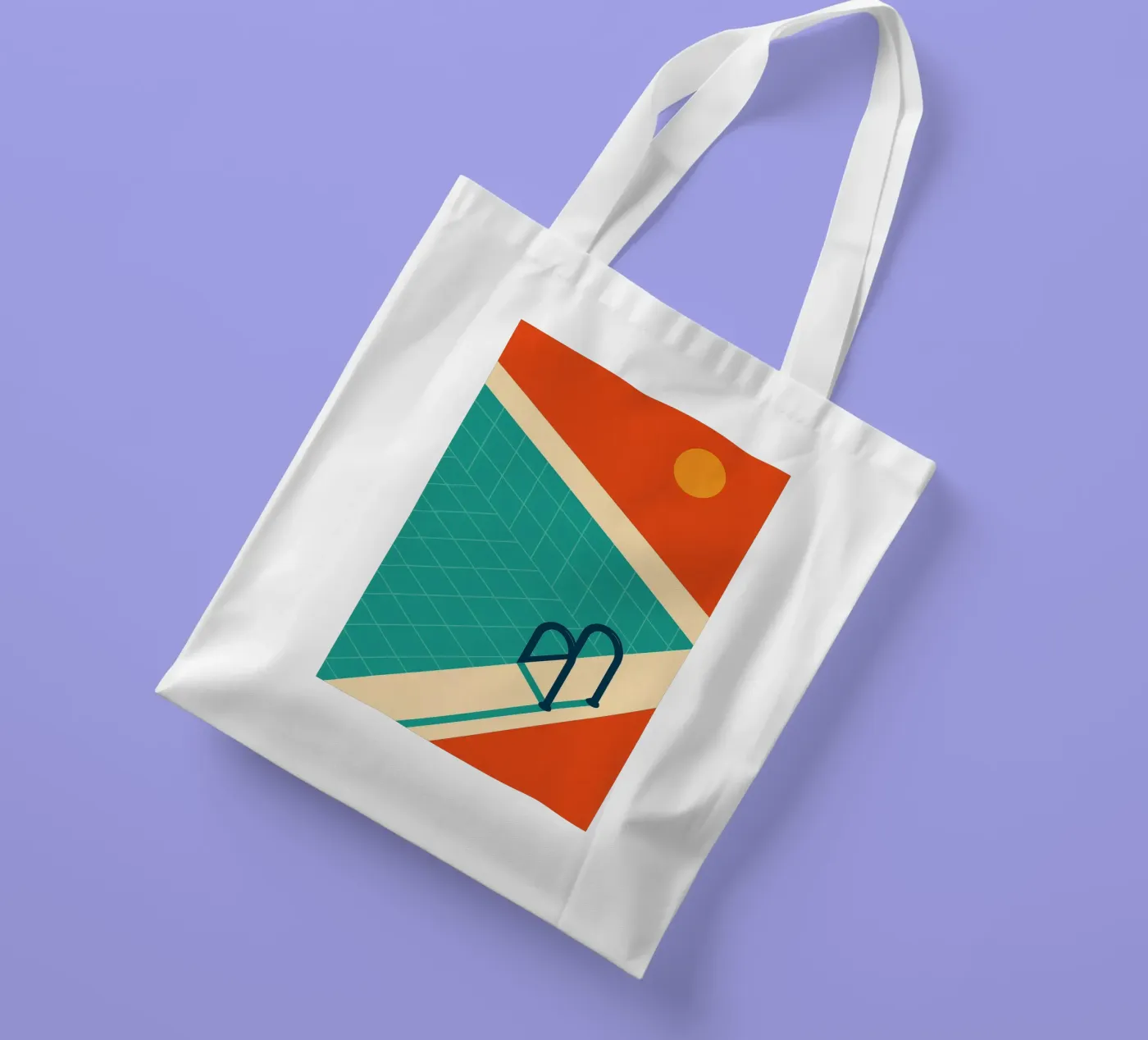 Minimalist retro pool in orange sunshine borsa in juta da JETLAG | affiches voyage