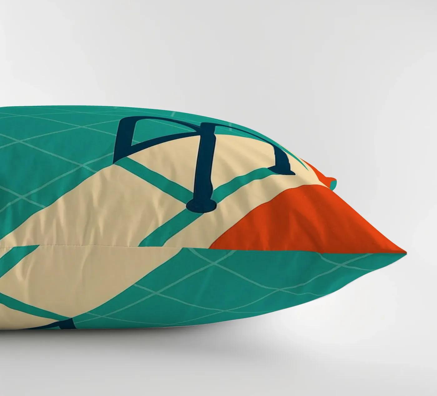 Piscina minimalista retrò con sole arancione cuscino da JETLAG | affiches voyage