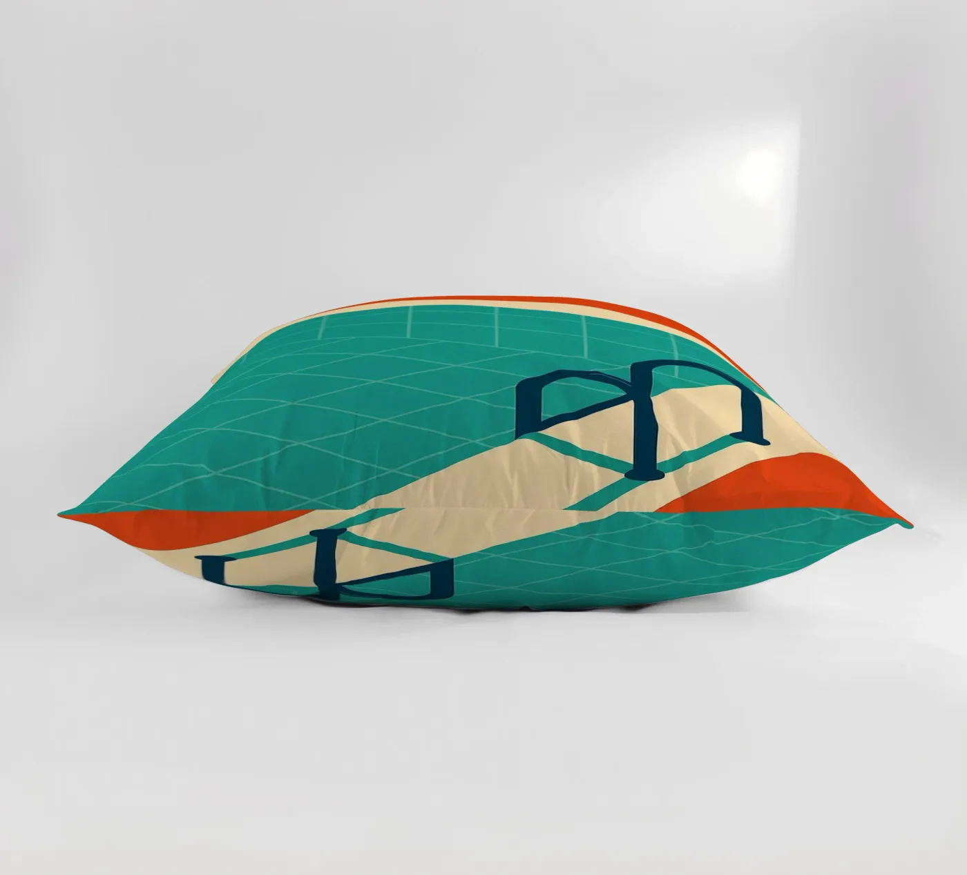 Piscina minimalista retrò con sole arancione cuscino da JETLAG | affiches voyage
