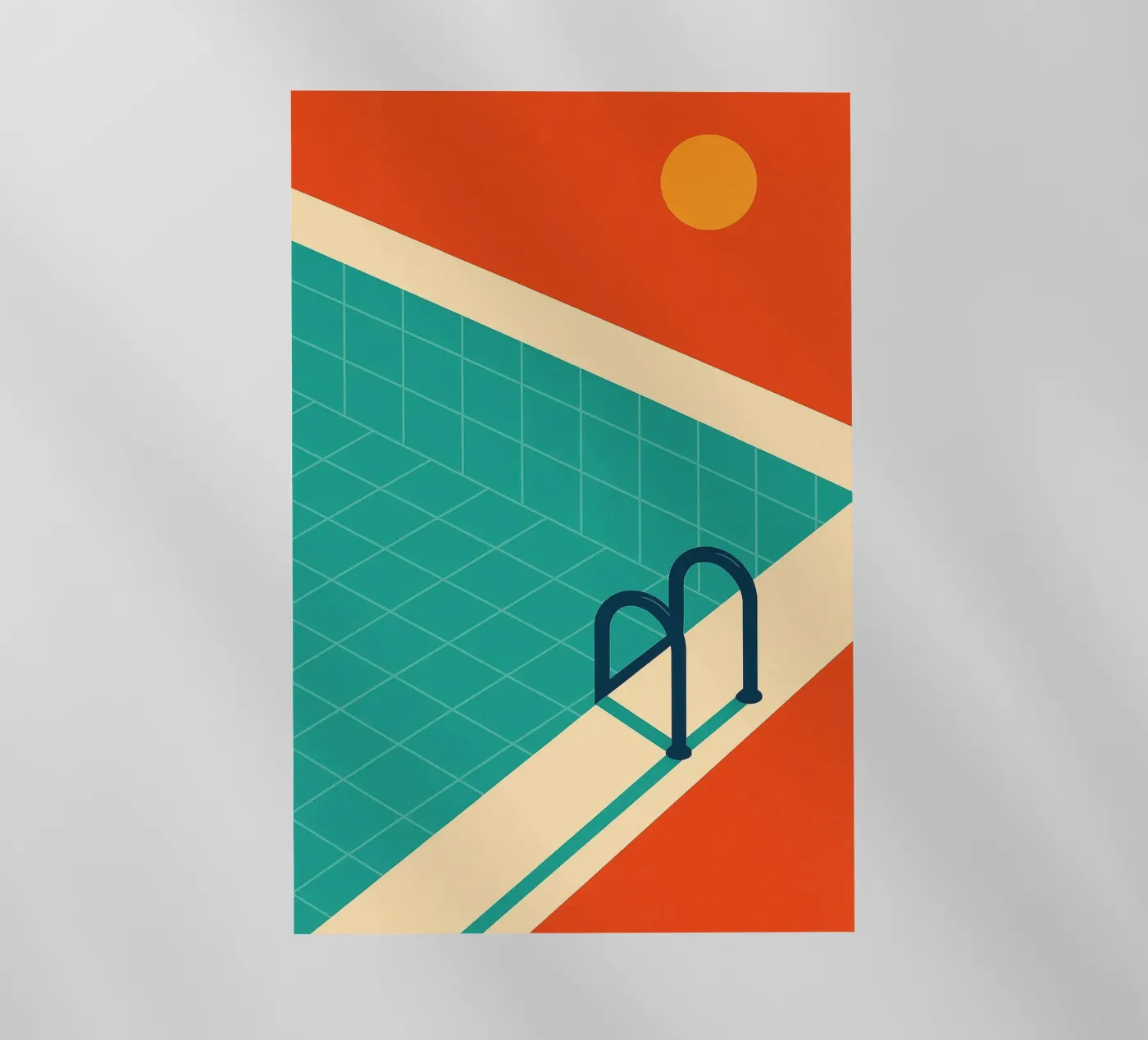 Minimalist retro pool in orange sunshine pellicola backlit da JETLAG | affiches voyage