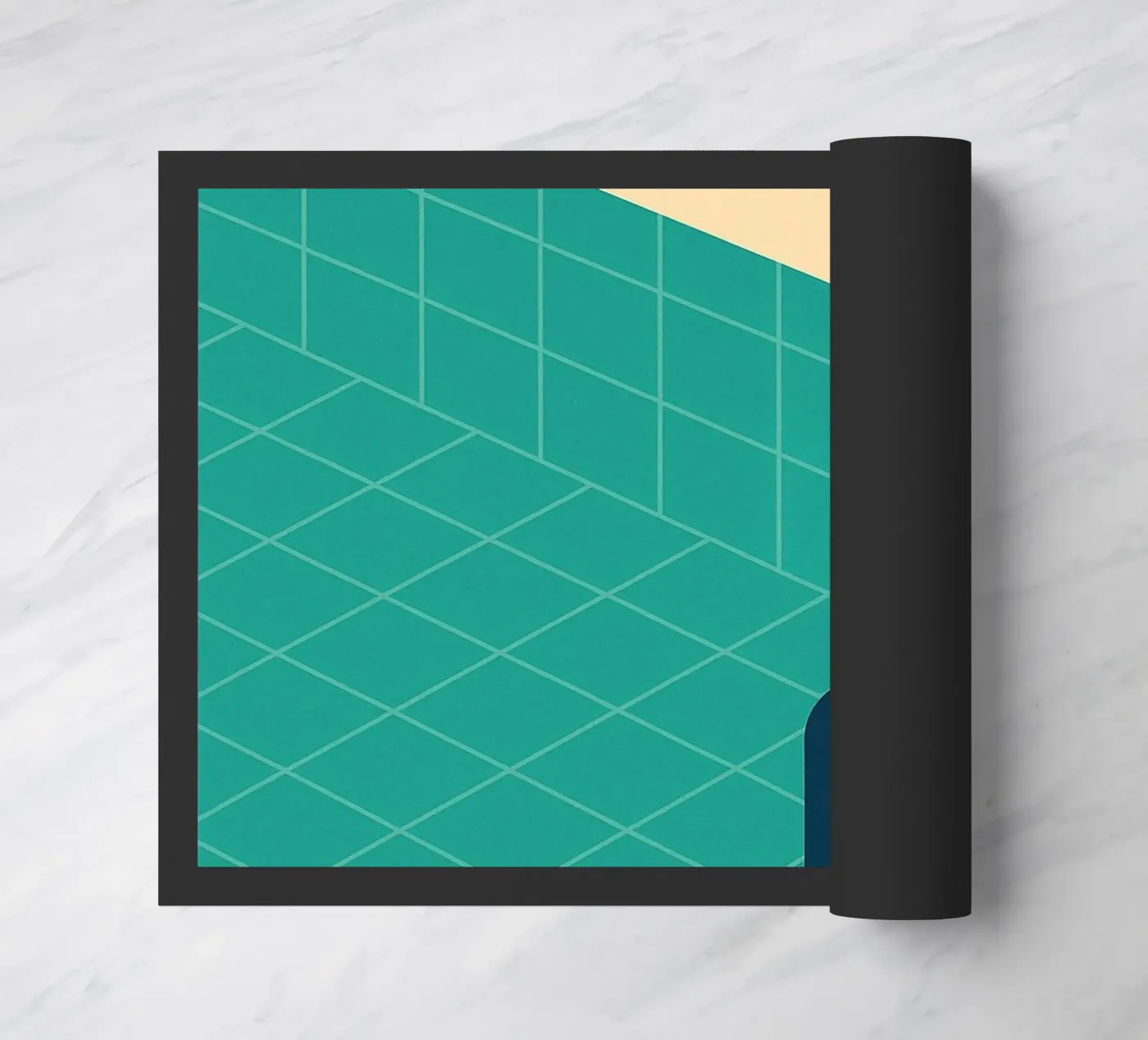 Minimalistisch retro zwembad in oranje zon deurmat van JETLAG | affiches voyage