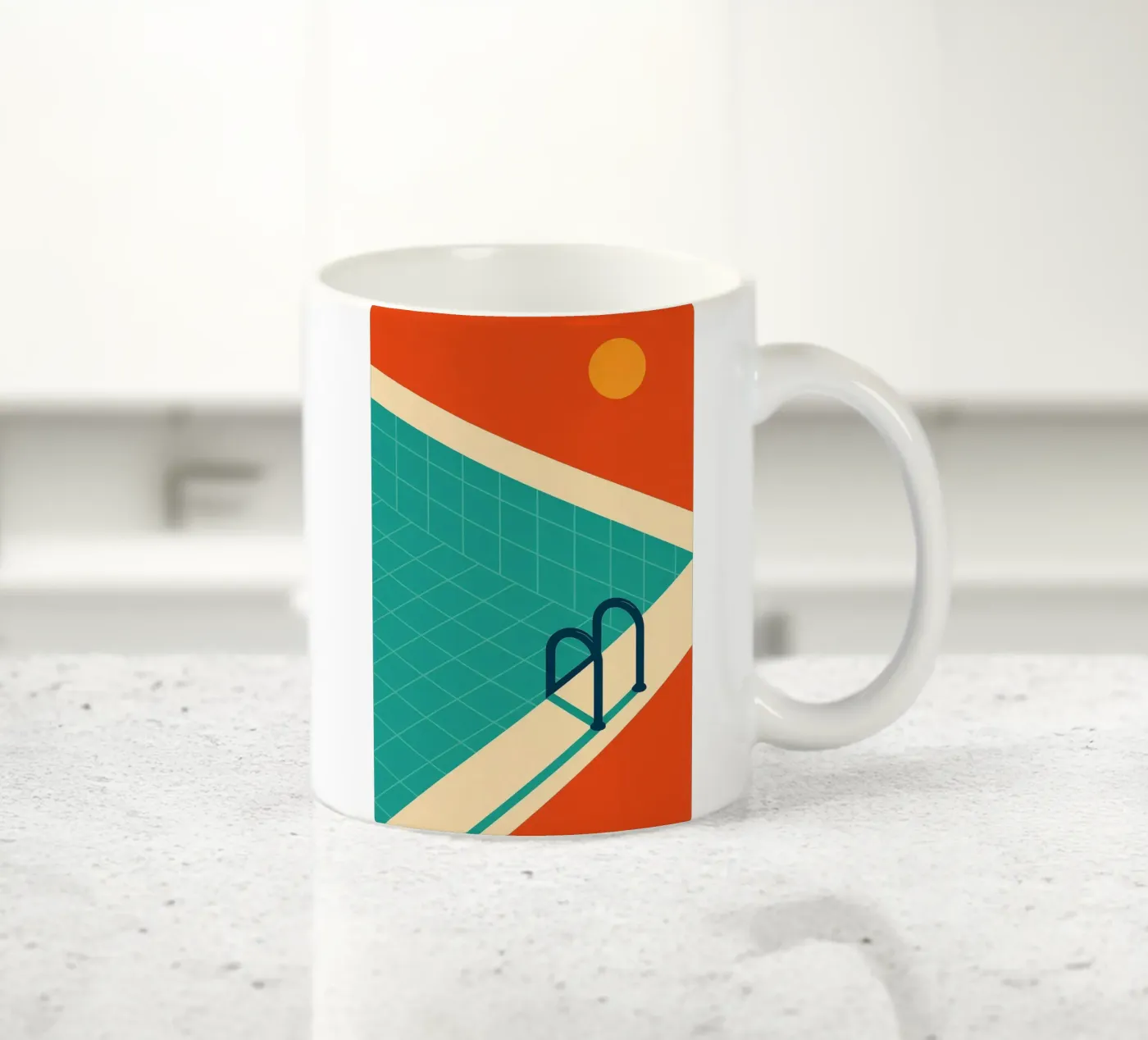 Minimalist retro pool in orange sunshine tazza in ceramica da JETLAG | affiches voyage
