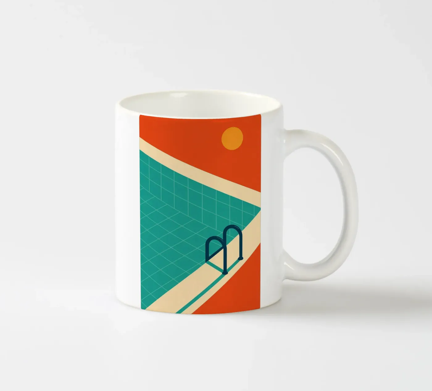Minimalist retro pool in orange sunshine tazza in ceramica da JETLAG | affiches voyage