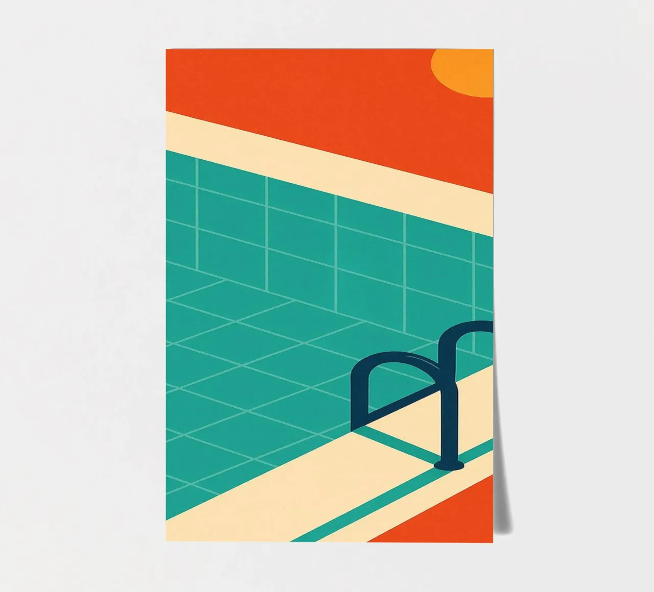 Minimalist retro pool in orange sunshine sticker sheet by JETLAG | affiches voyage