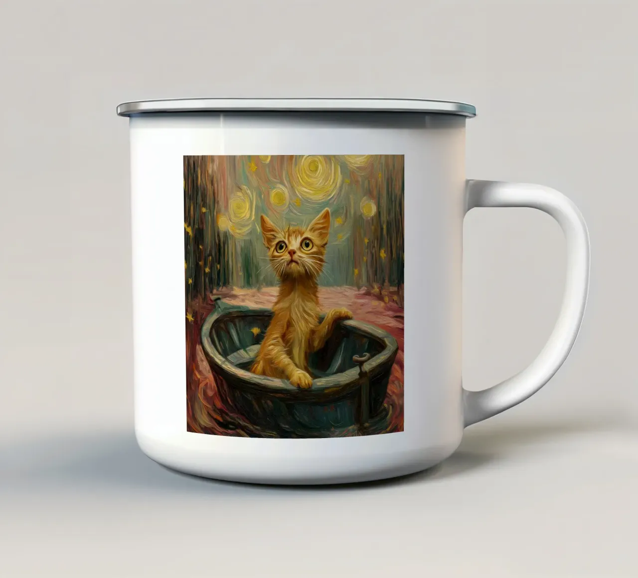 Gatto in pittura tazza in smalto da Motivate-Today