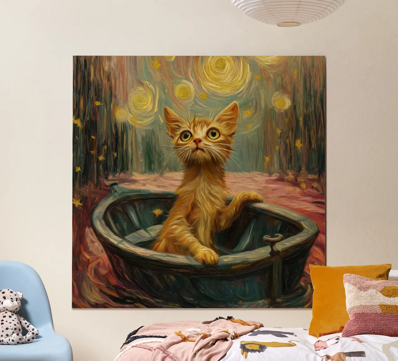 Gatto in pittura poster con telaio in alluminio da Motivate-Today