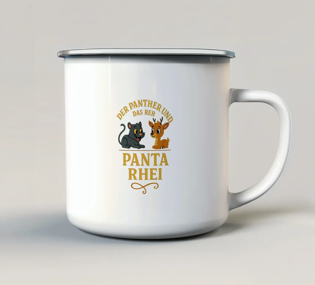 PANTA RHEI - DER PANTHER UND DAS REH tazza in smalto da Vintage Van Gogh