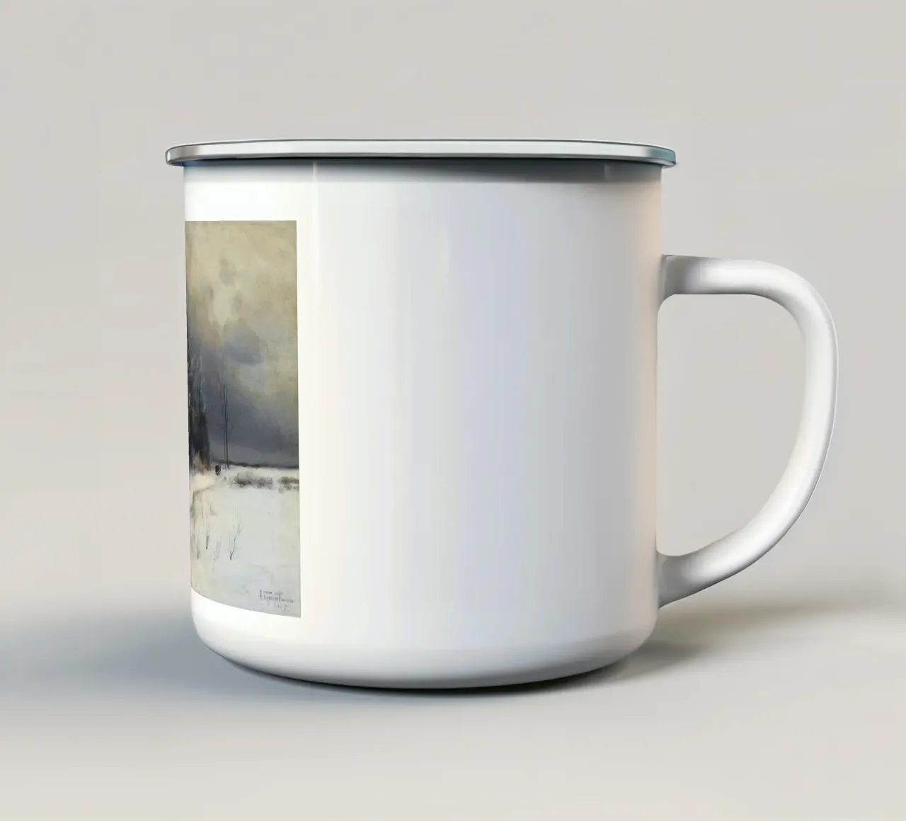 Krylow Verschneite Straße Winterlandschaft - Russischer Realismus Kunst Emaille Tasse von ClubArt
