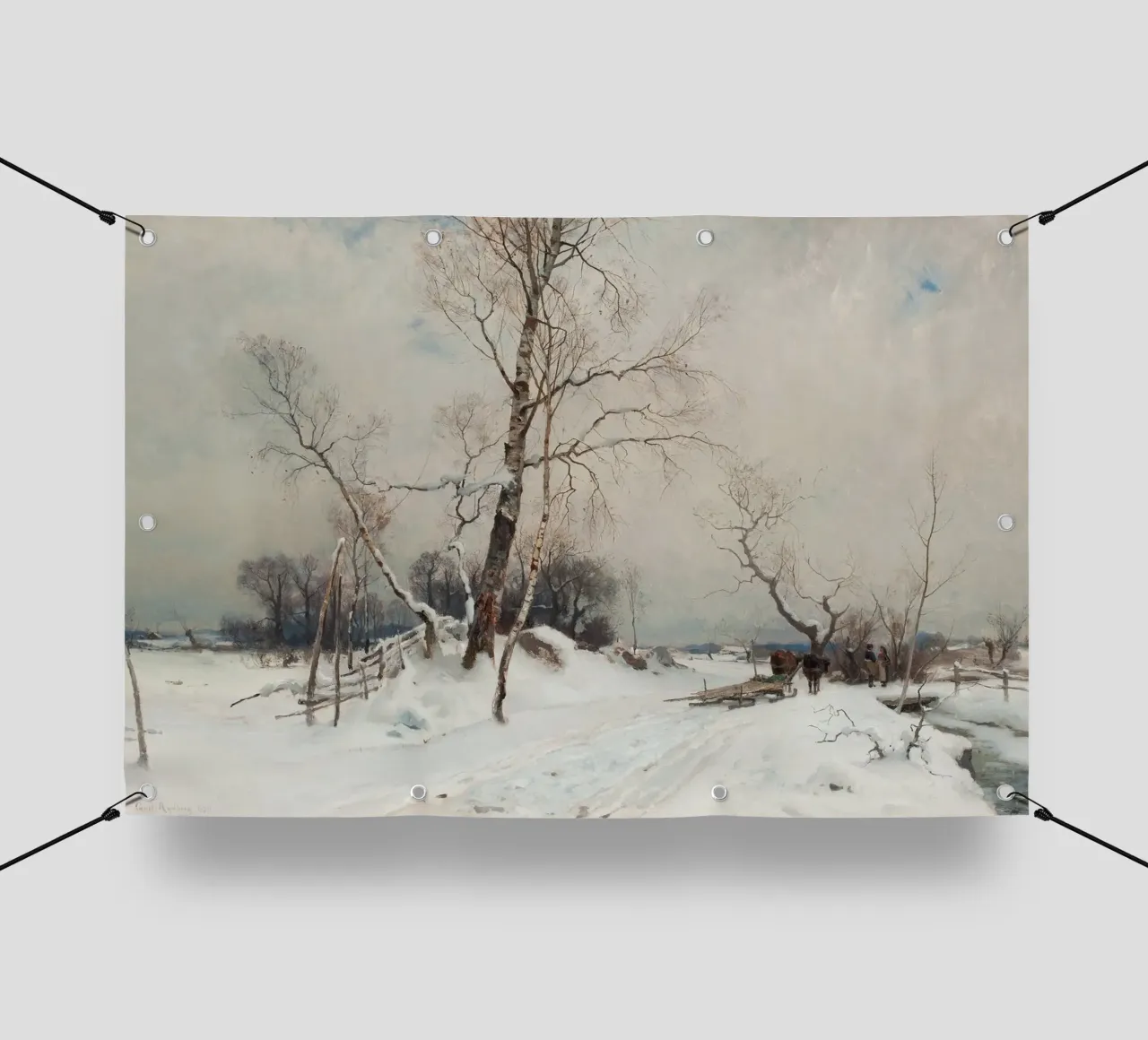 George Inness Paesaggio invernale - Strada innevata e viaggiatori telo in pvc da ClubArt